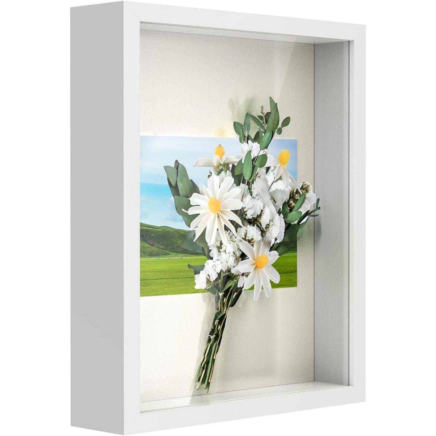 Bilderrahmen 3D Objektrahmen 20x25cm Echtglas Weiß 1er 20x25 cm