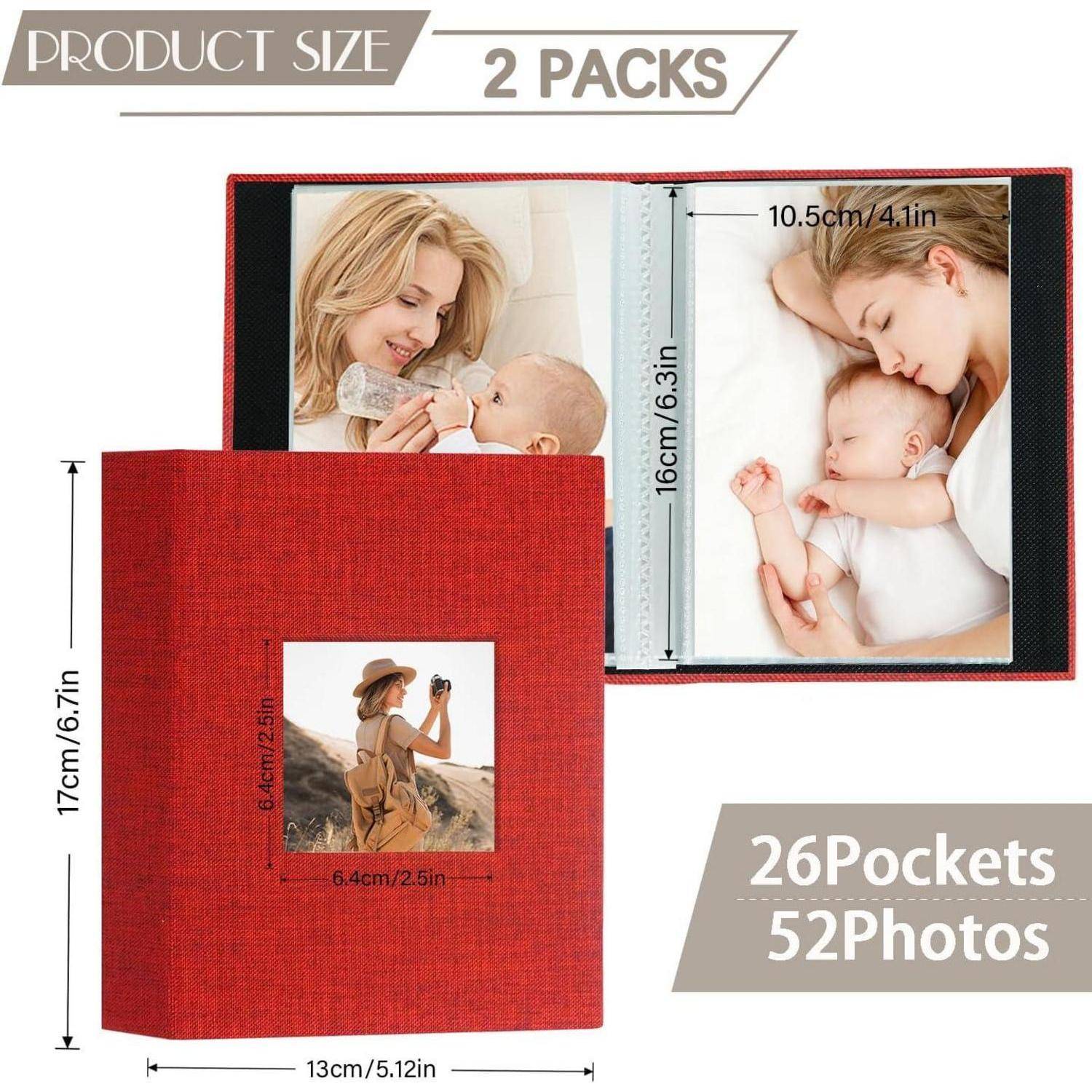 Fotoalbum Einsteckalbum 10x15cm 50 Taschen 52 Pockets 2 Packs Rot
