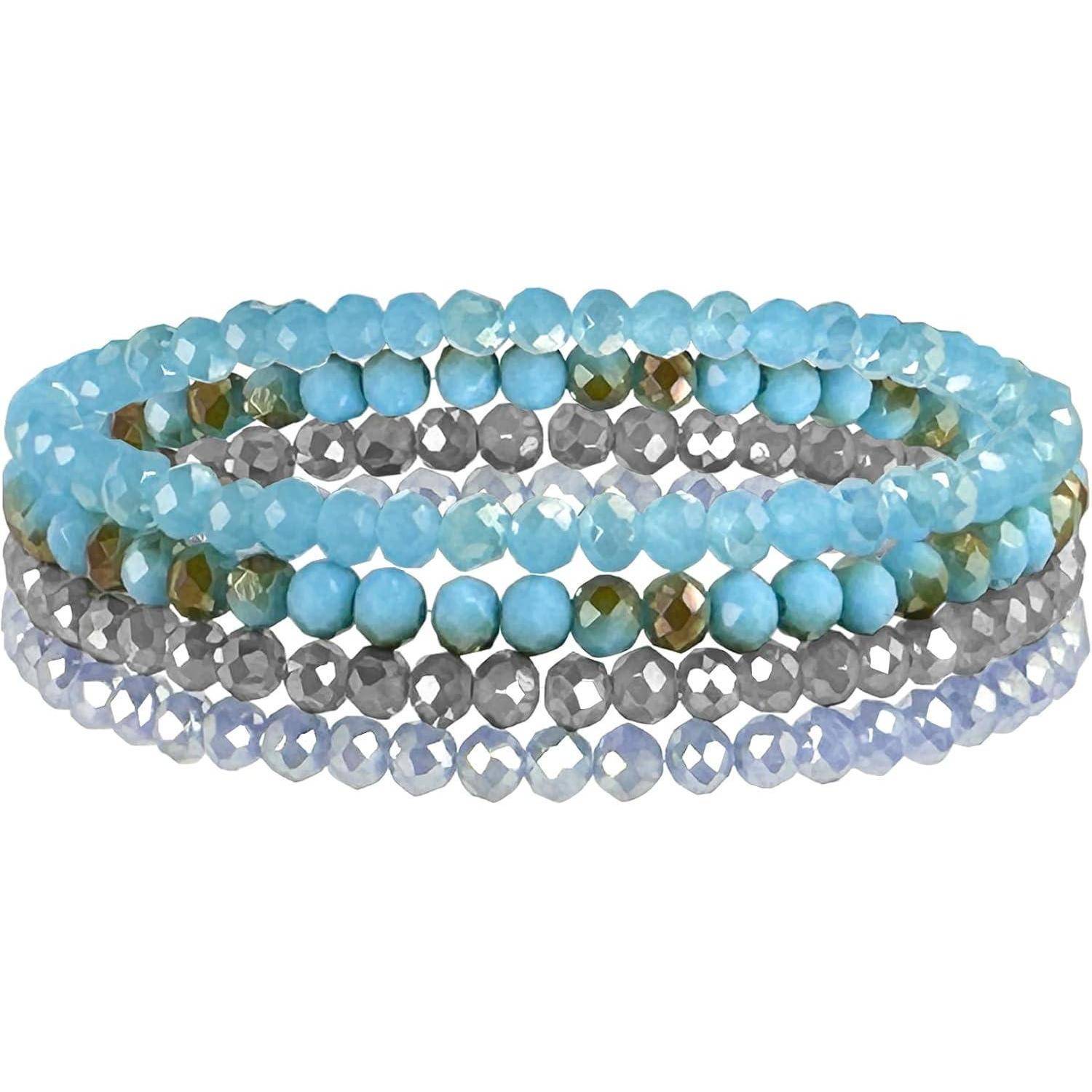 Armband Damen Kristall Perlen Mehrschichtig Boho Schwarz blau1