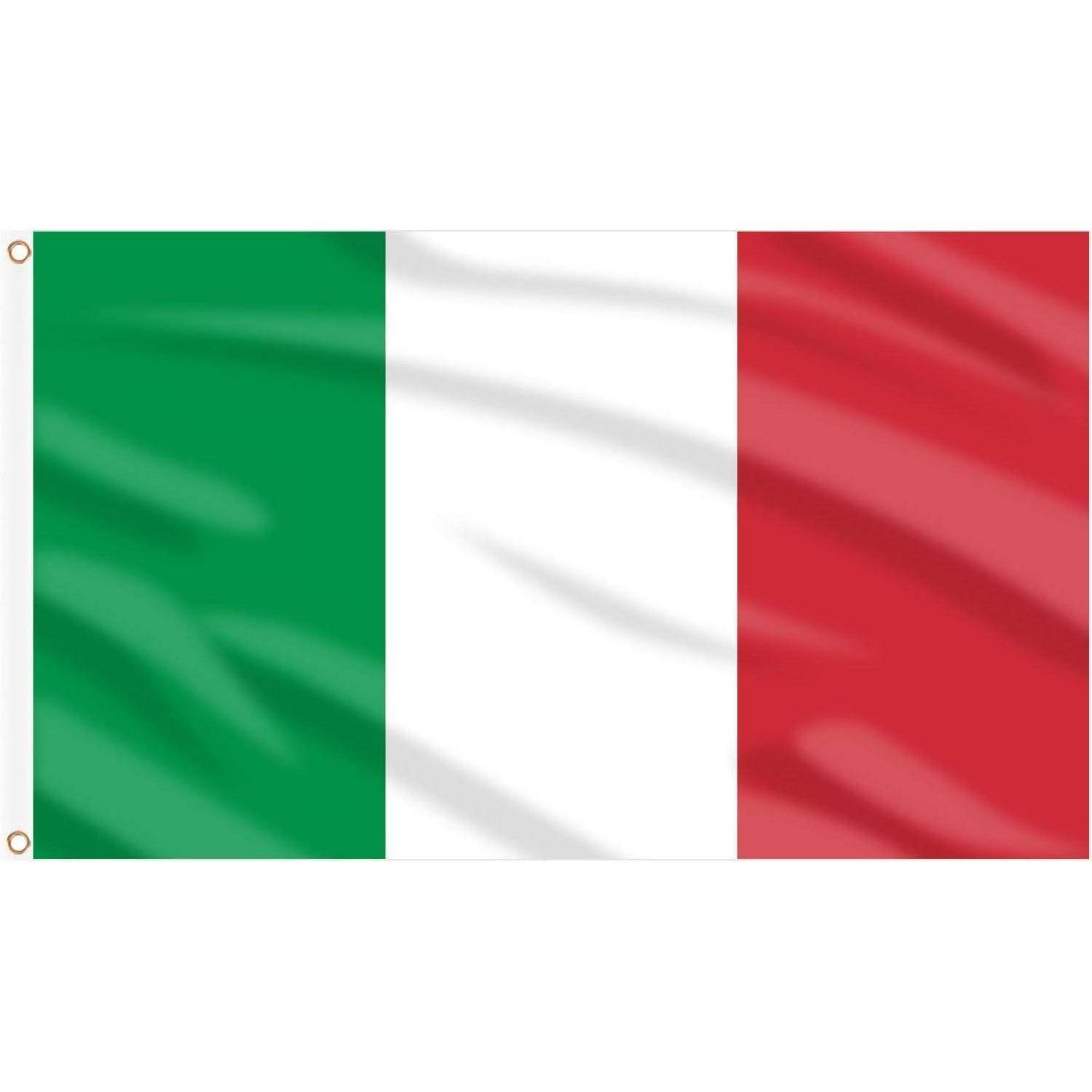 Das Bild zeigt die Flagge Italiens, die drei vertikale Streifen in Grün, Weiß und Rot von links nach rechts aufweist.