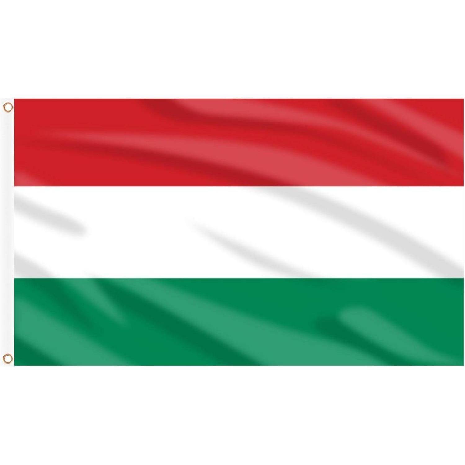 Das Bild zeigt die Nationalflagge von Ungarn mit drei horizontalen Streifen: rot oben, weiß in der Mitte und grün unten.