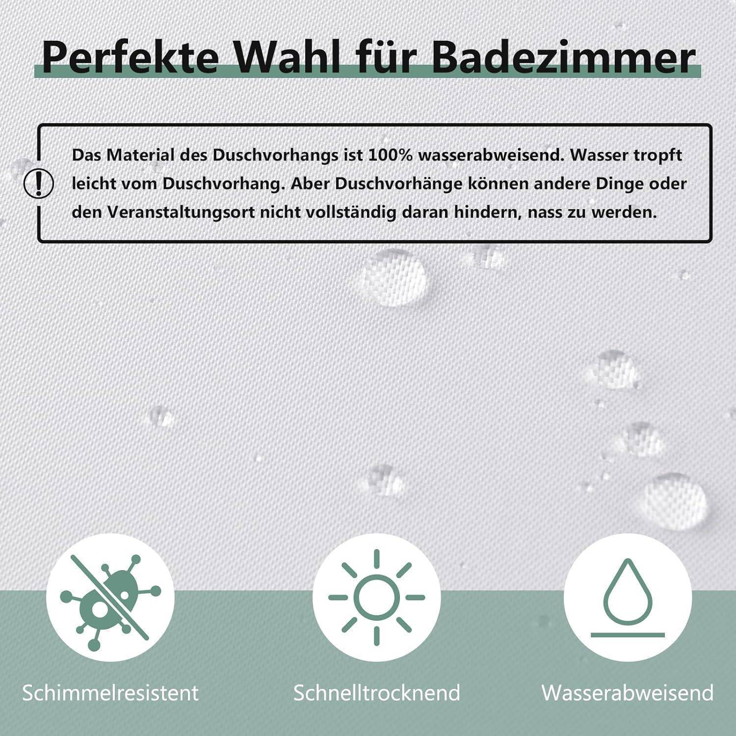 Duschvorhang Anti-Schimmel PVC 180x180 cm Waschbar Wasserabweisend