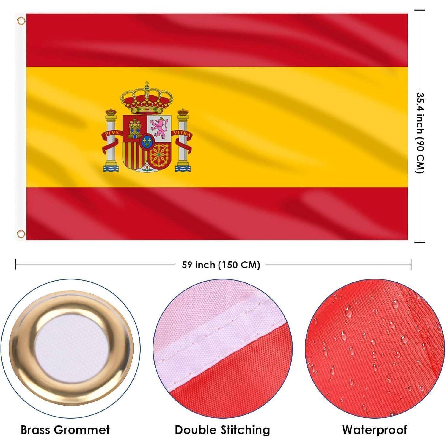Flagge Spanien 150 x 90 cm Messingösen Fußball 2 Stück Spanien Flagge