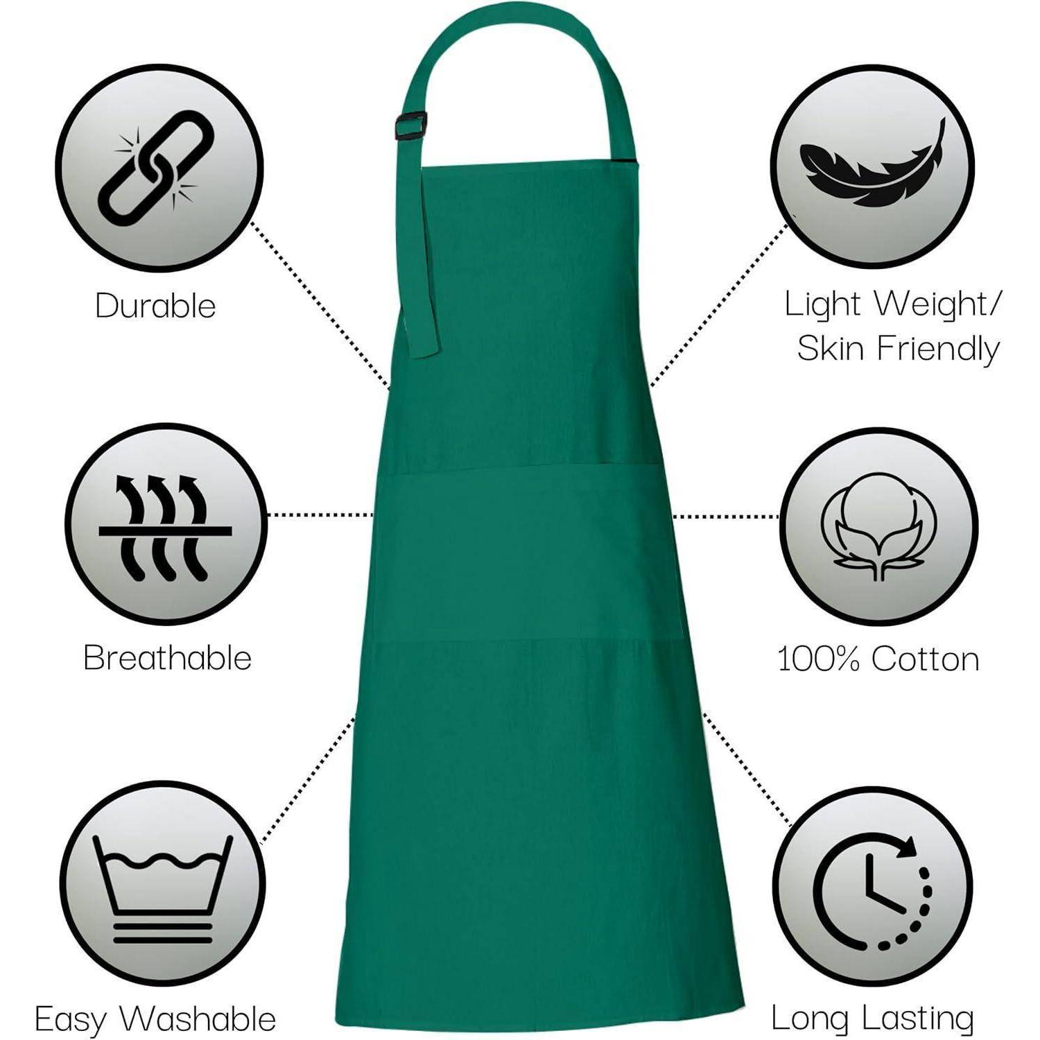 Kochschürze Baumwolle 3 Taschen 69x89cm Frauen 2 Gezeitentümpelgrün