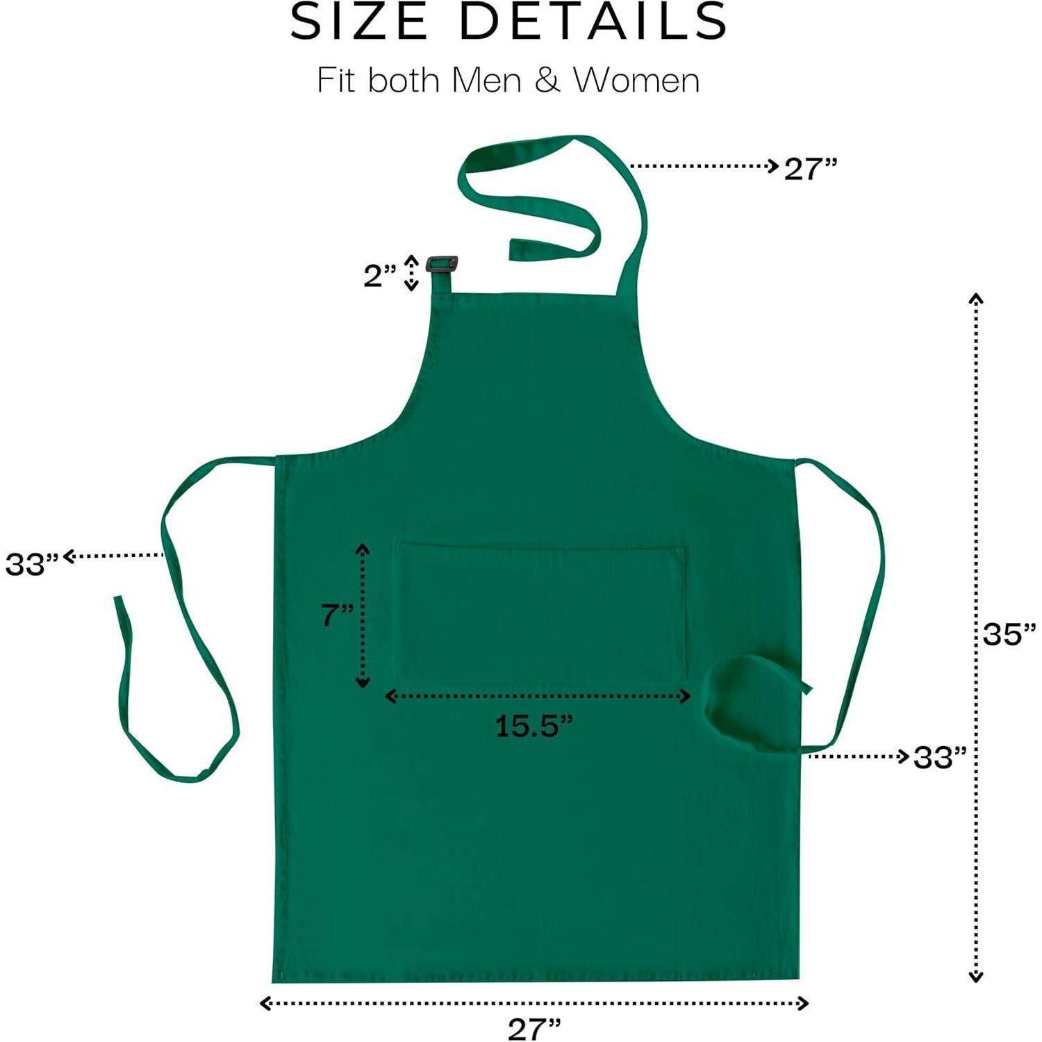 Kochschürze Baumwolle 3 Taschen 69x89cm Frauen 2 Gezeitentümpelgrün