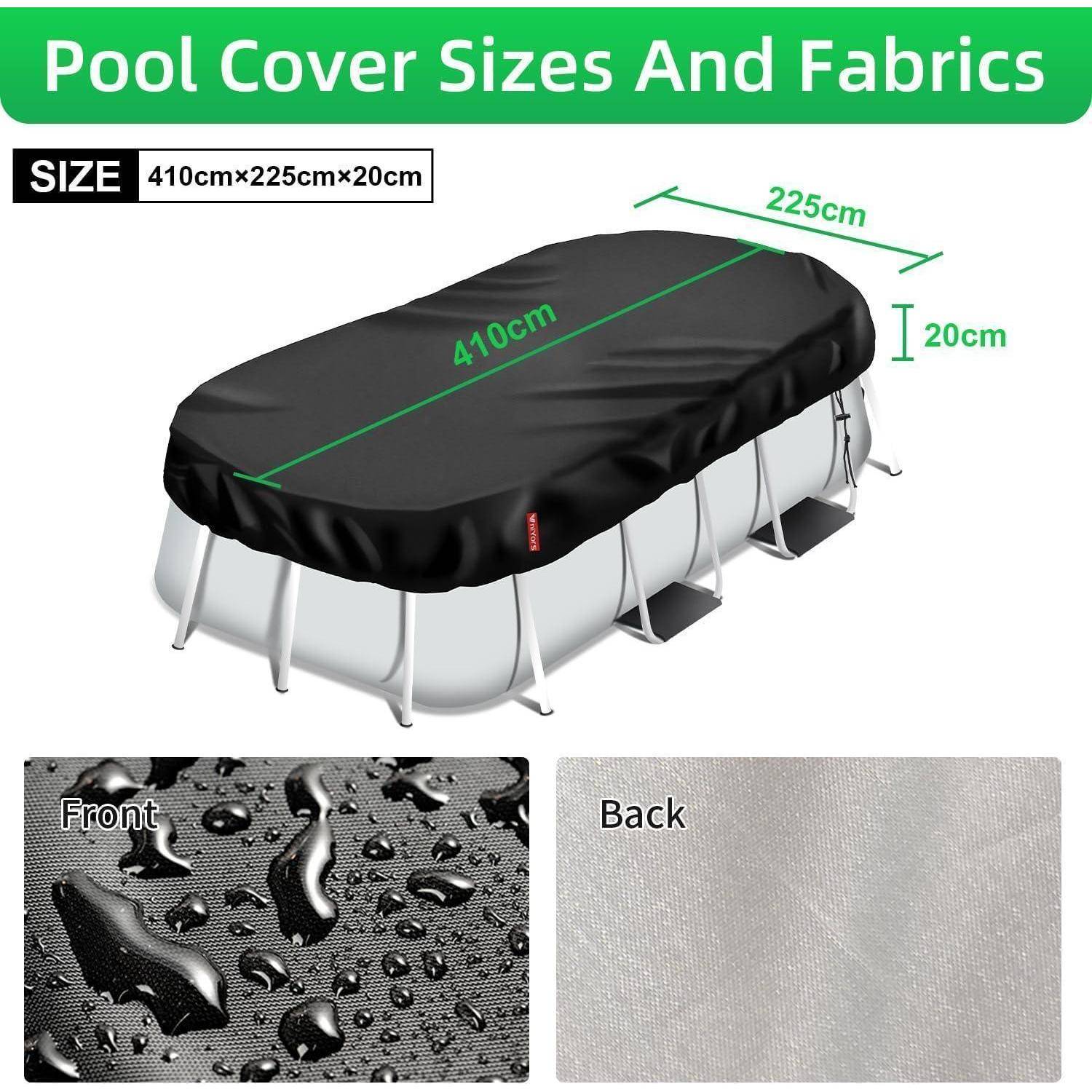 Poolabdeckung Rechteckig 410x225 420D PU 410×225CM Schwarz