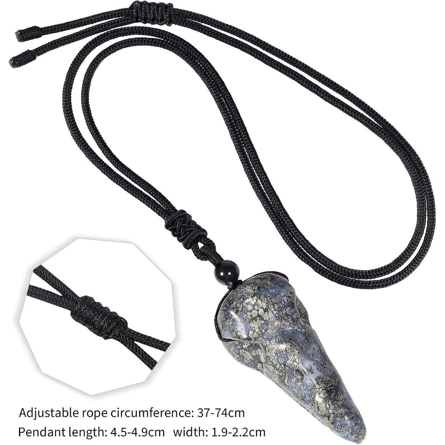 Halskette Krähe Skelett Kristall Reiki Damen Herren Grey