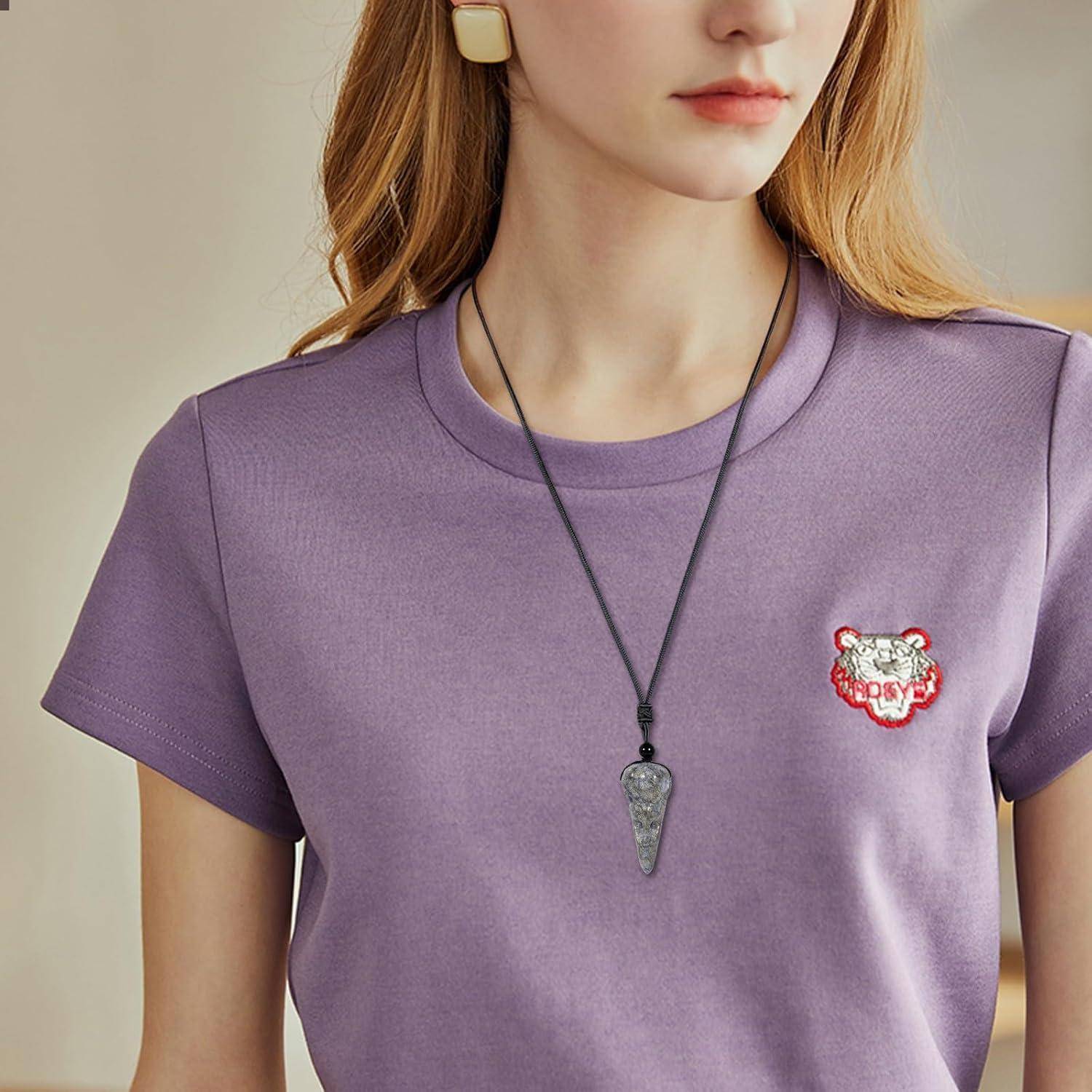 Halskette Krähe Skelett Kristall Reiki Damen Herren Grey