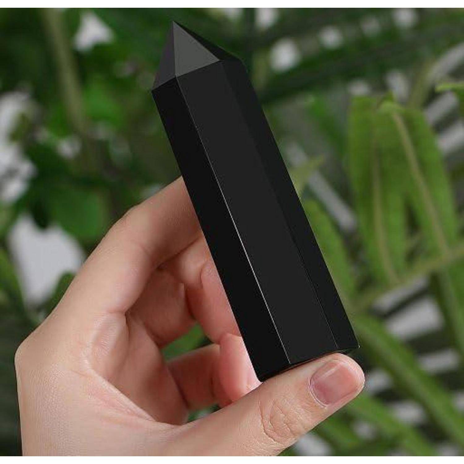 Kristallturm Obsidian Heilstein Reiki 9-10cm Einspitzige Obsidian