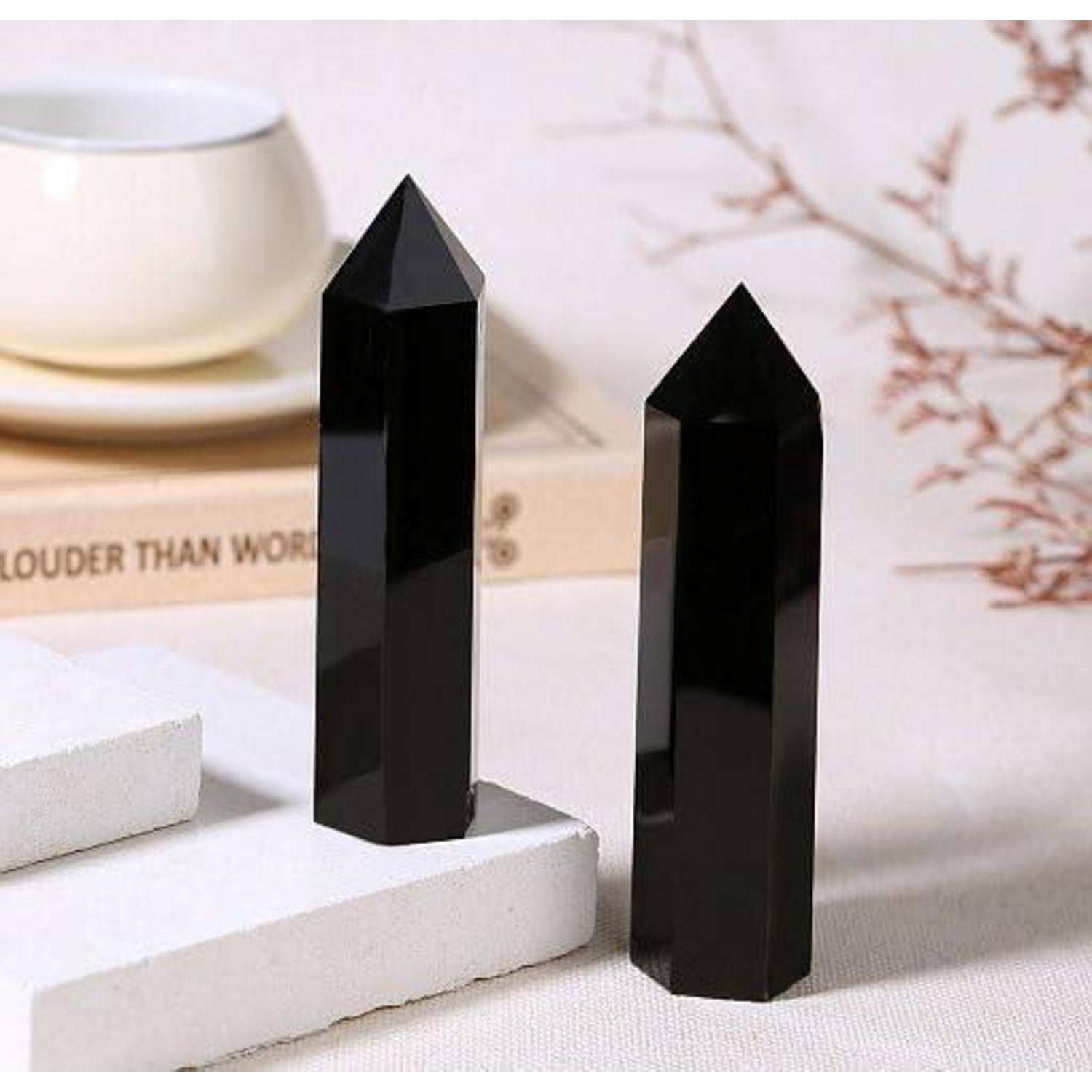 Kristallturm Obsidian Heilstein Reiki 9-10cm Einspitzige Obsidian