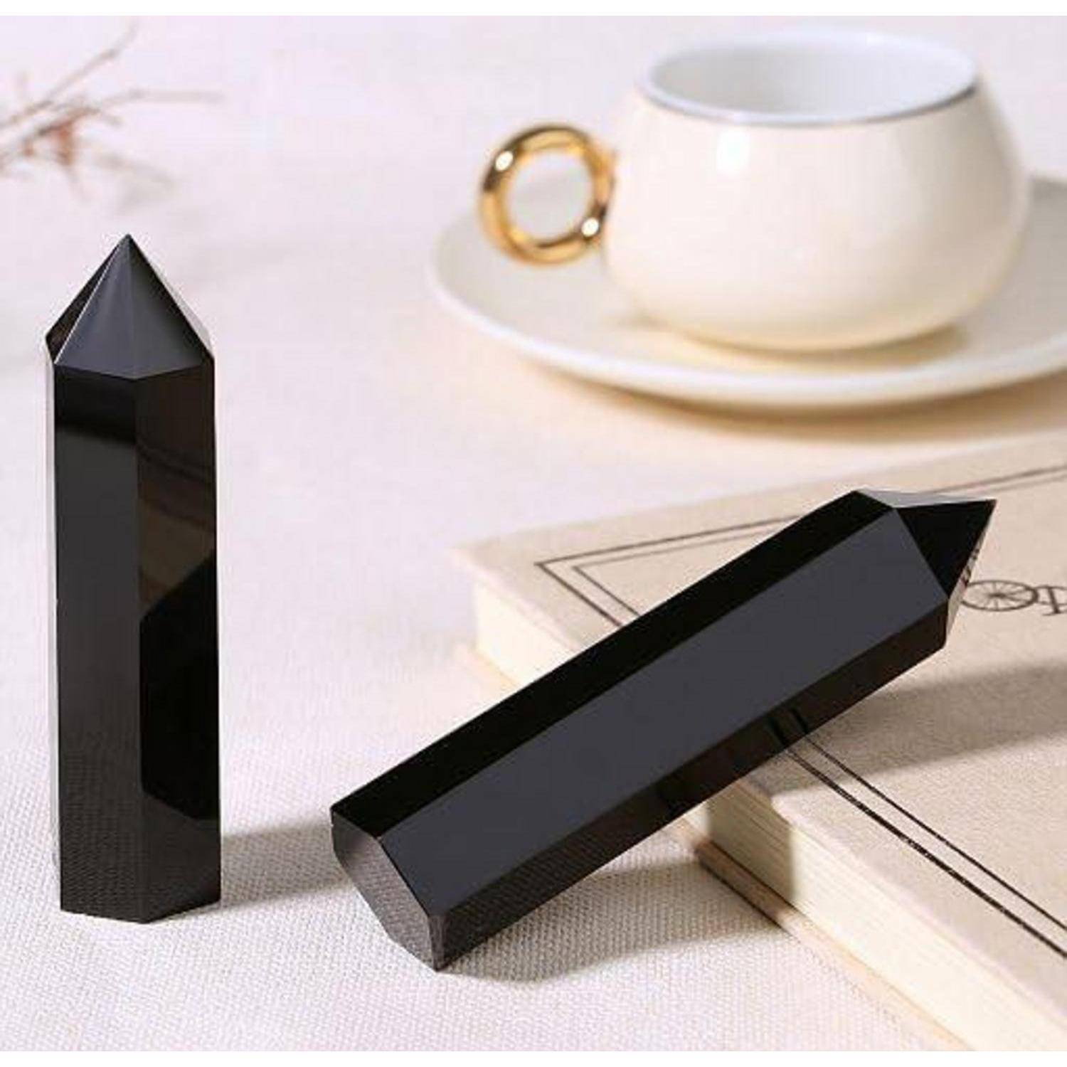Kristallturm Obsidian Heilstein Reiki 9-10cm Einspitzige Obsidian