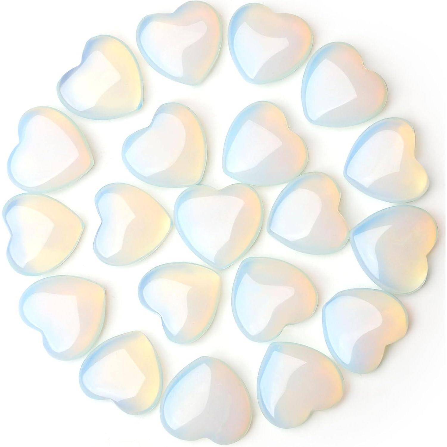 Edelstein Herz 20er Set 20mm Poliert Handgeschnitzt Reiki Opal
