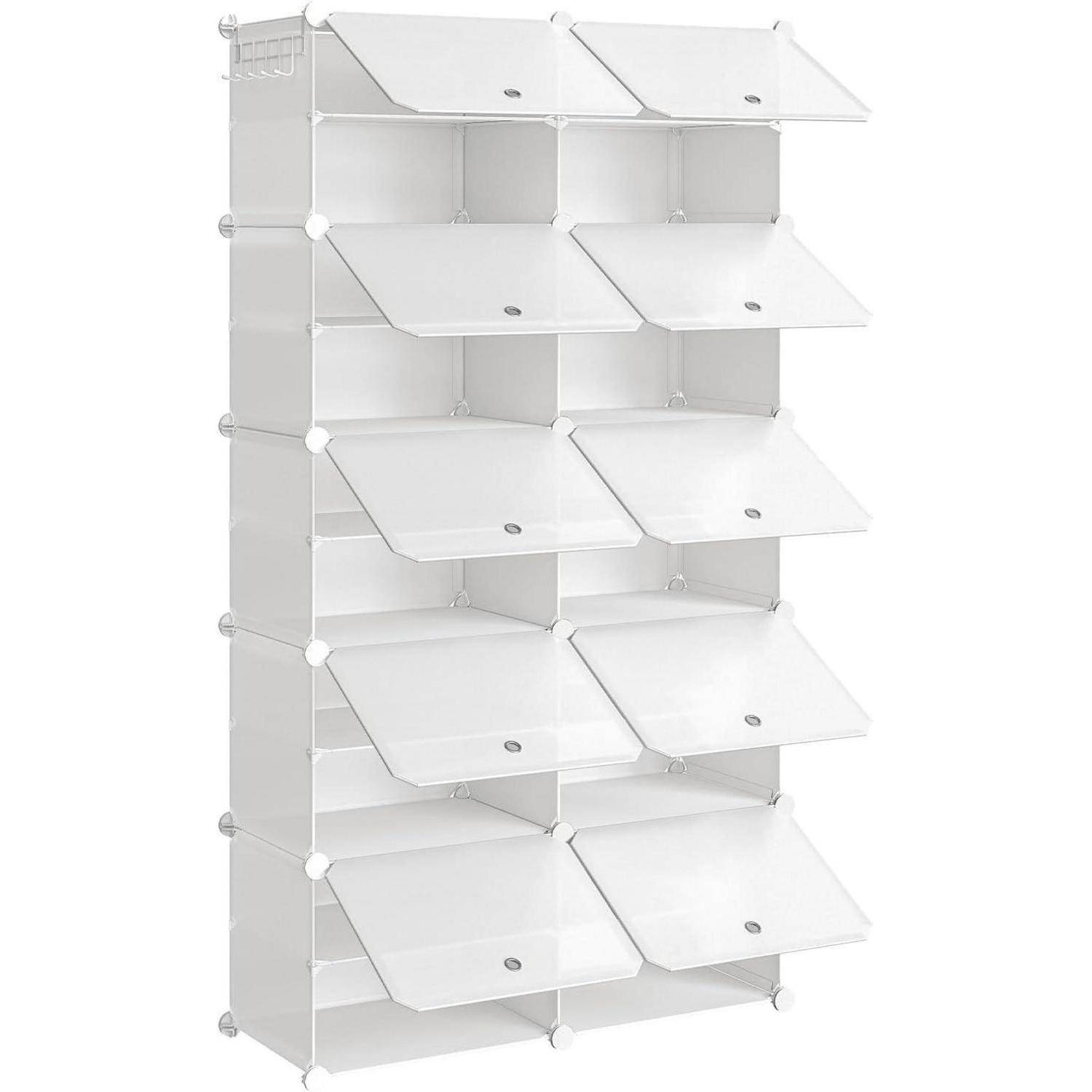 Schuhregal 10 Fächer 40 Paar 10 Fächern（80 x 30 x 150 cm） Weiß