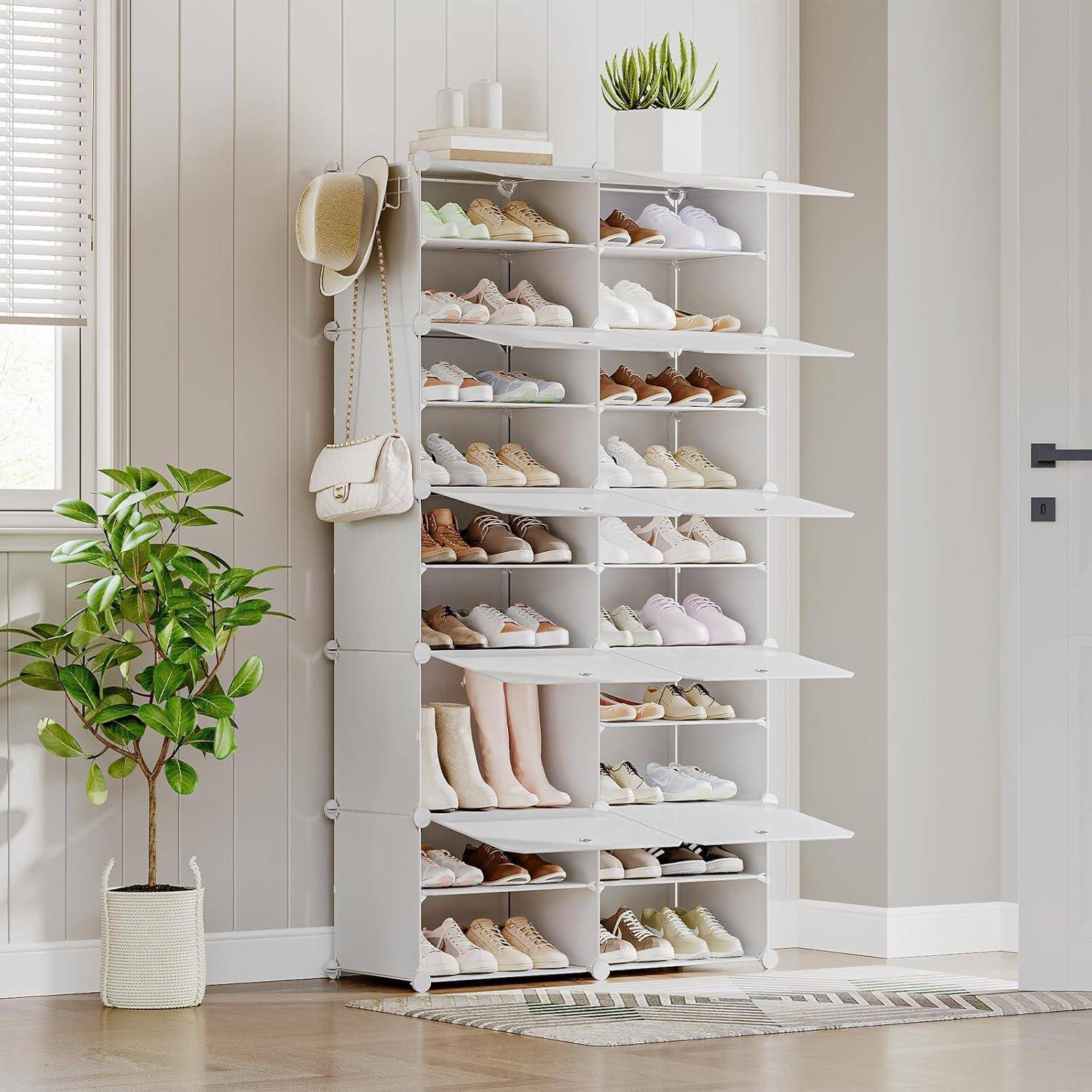 Schuhregal 10 Fächer 40 Paar 10 Fächern（80 x 30 x 150 cm） Weiß
