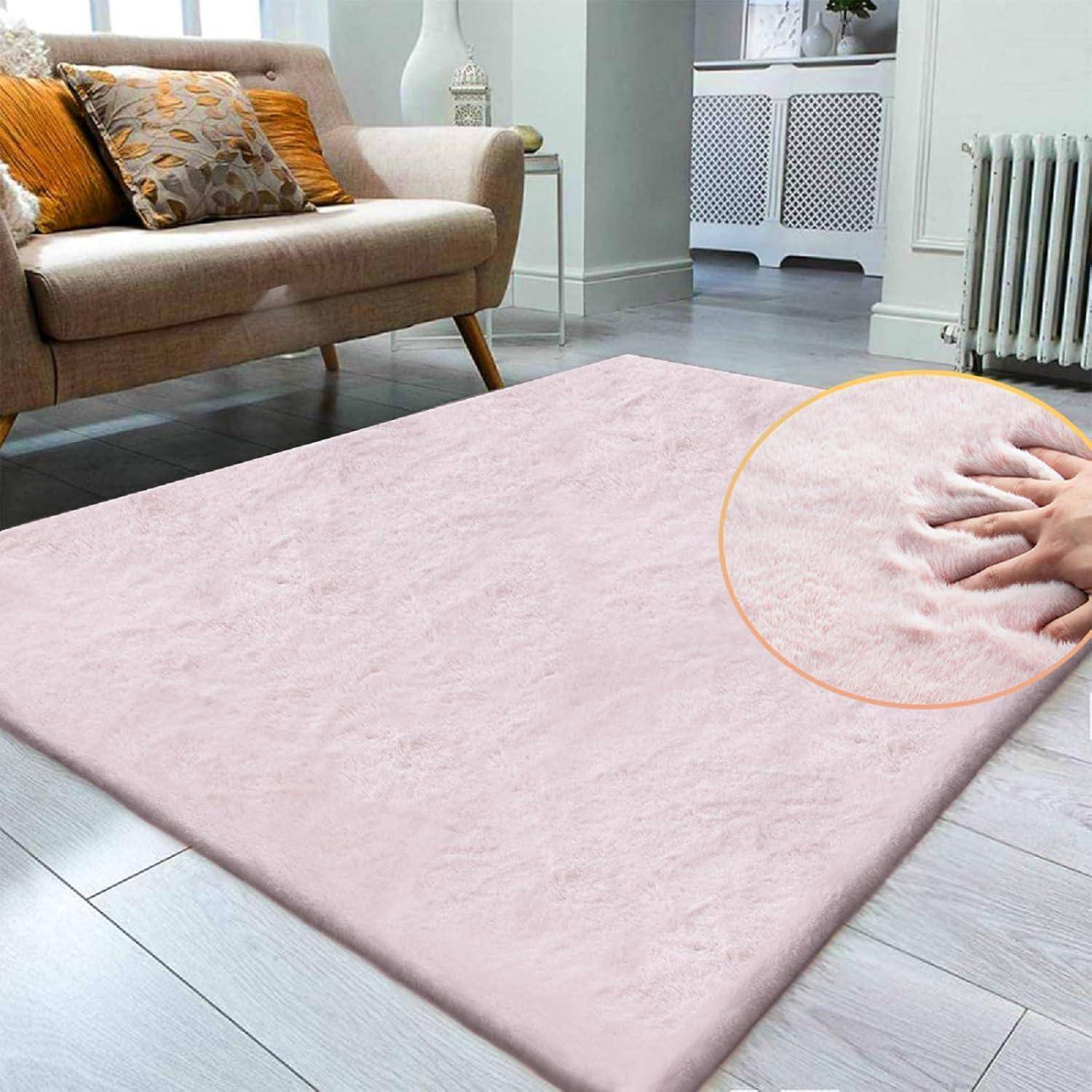 Teppich Fellteppich Kunstfell 120 x 180 cm (Rechteckig) Rosa Altrosa