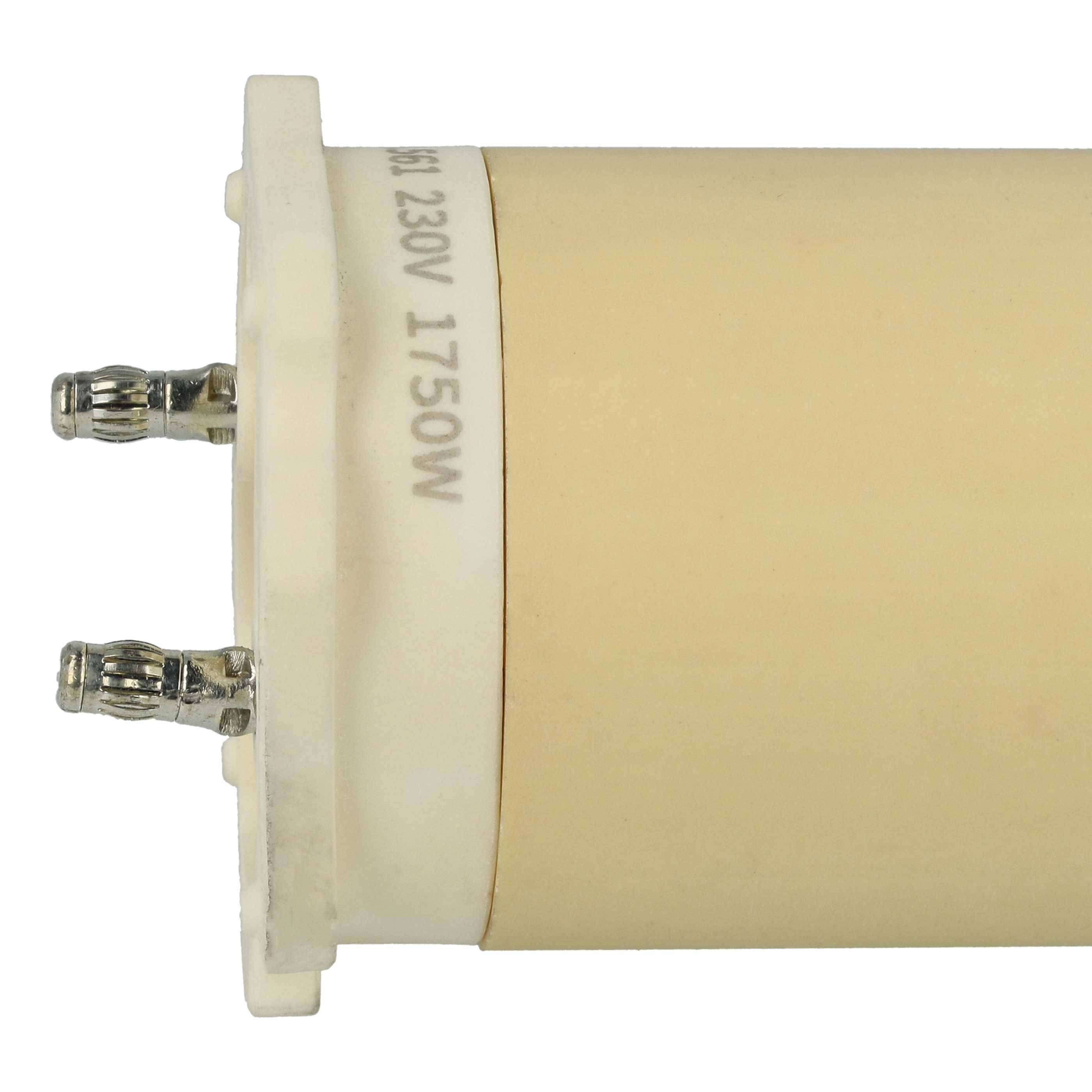 Eine beige Leuchtstoffröhre mit zwei sichtbaren Metallverbindern am linken Ende und der Aufschrift '230V 175W' an ihrer Seite.