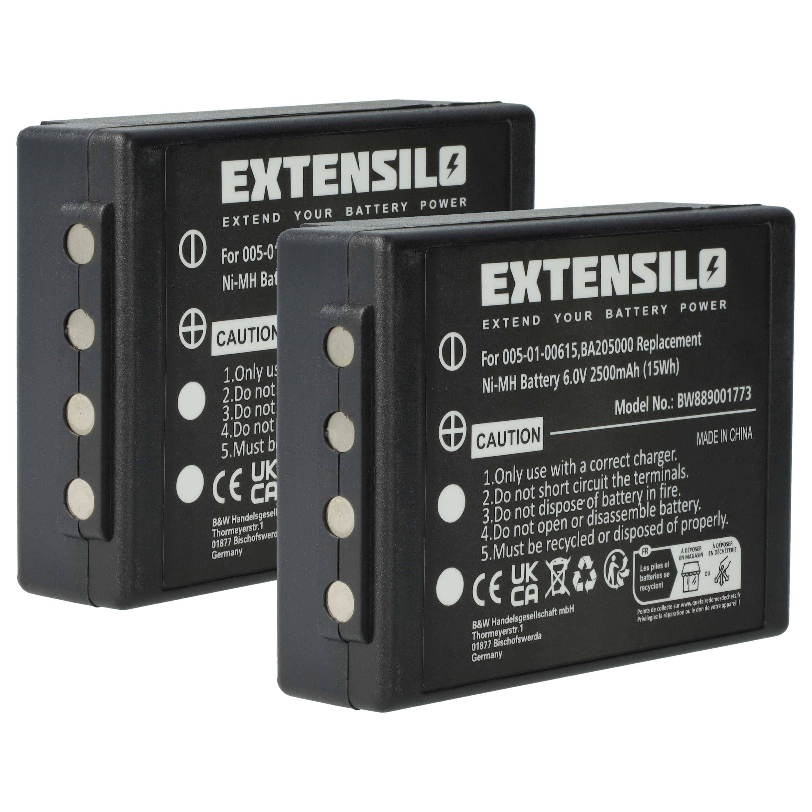 Zwei schwarze Extensilo Ersatzbatterien mit dem Text 