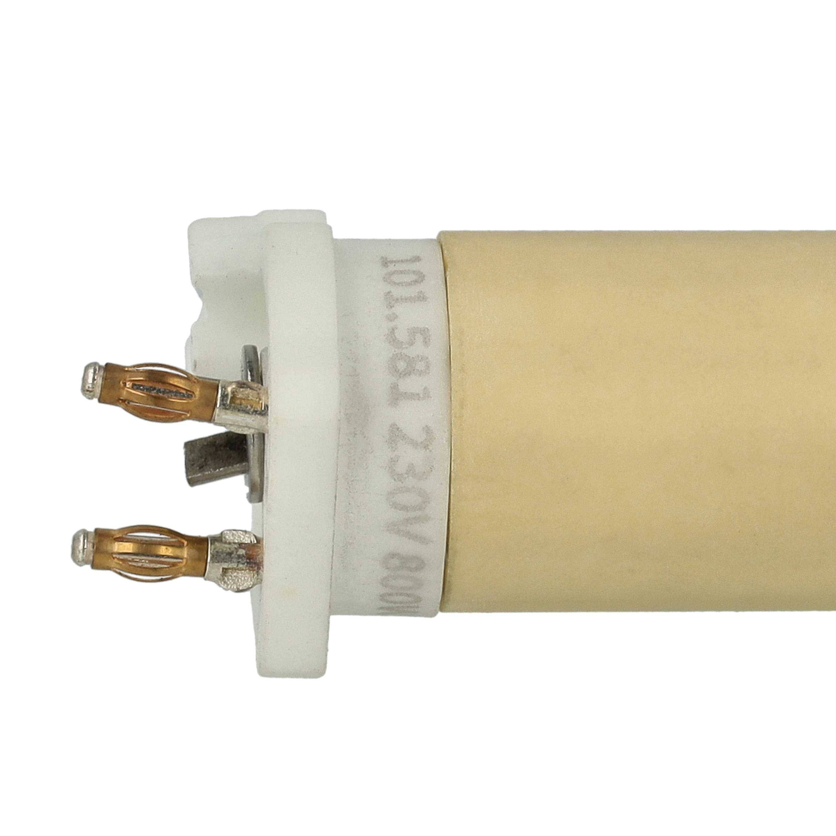 Ein zylindrischer Keramik-Infrarotheizstrahler mit elektrischen Anschlüssen an einem Ende, gekennzeichnet mit '101.861 230V 800W', verwendet für industrielle Heizanwendungen.