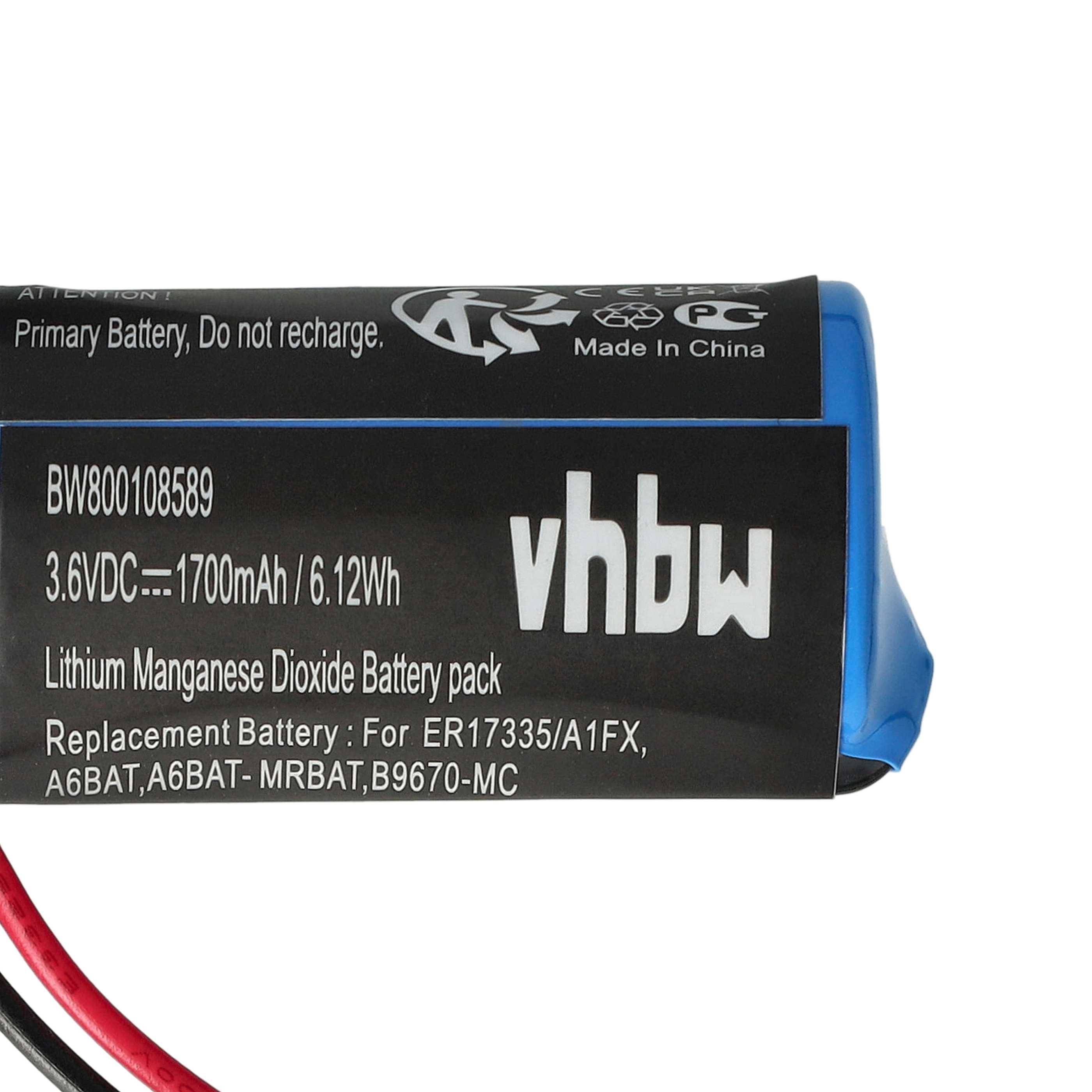 Akku mit Bezeichnung 'vhbw', 3,6V, 1700mAh, Lithium-Mangandioxid, Ersatz für AE6BAT, MRBAT, B9670-MR.