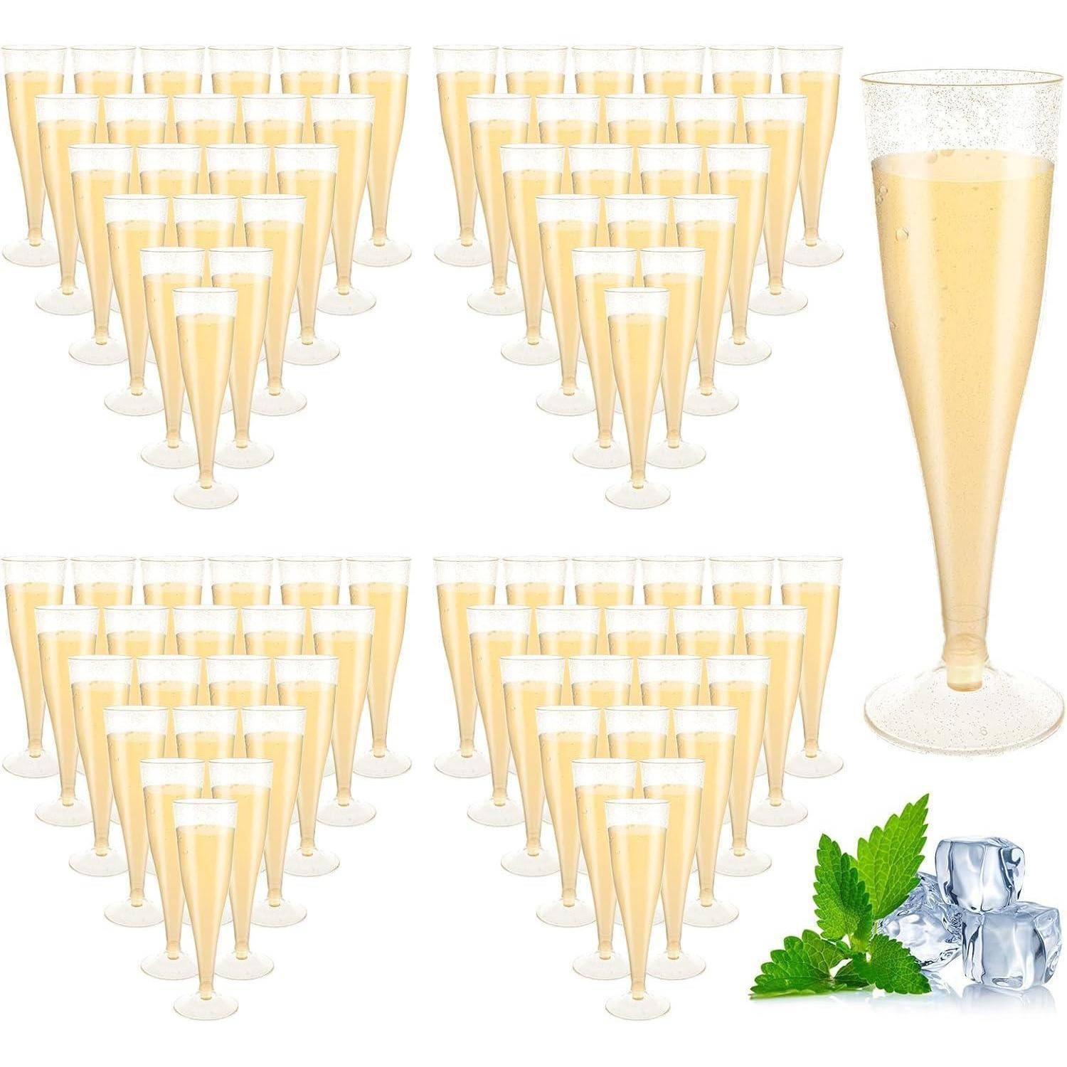Sektgläser 100 160ml Kunststoff Mehrweg Goldglitter 100stk-goldpulver