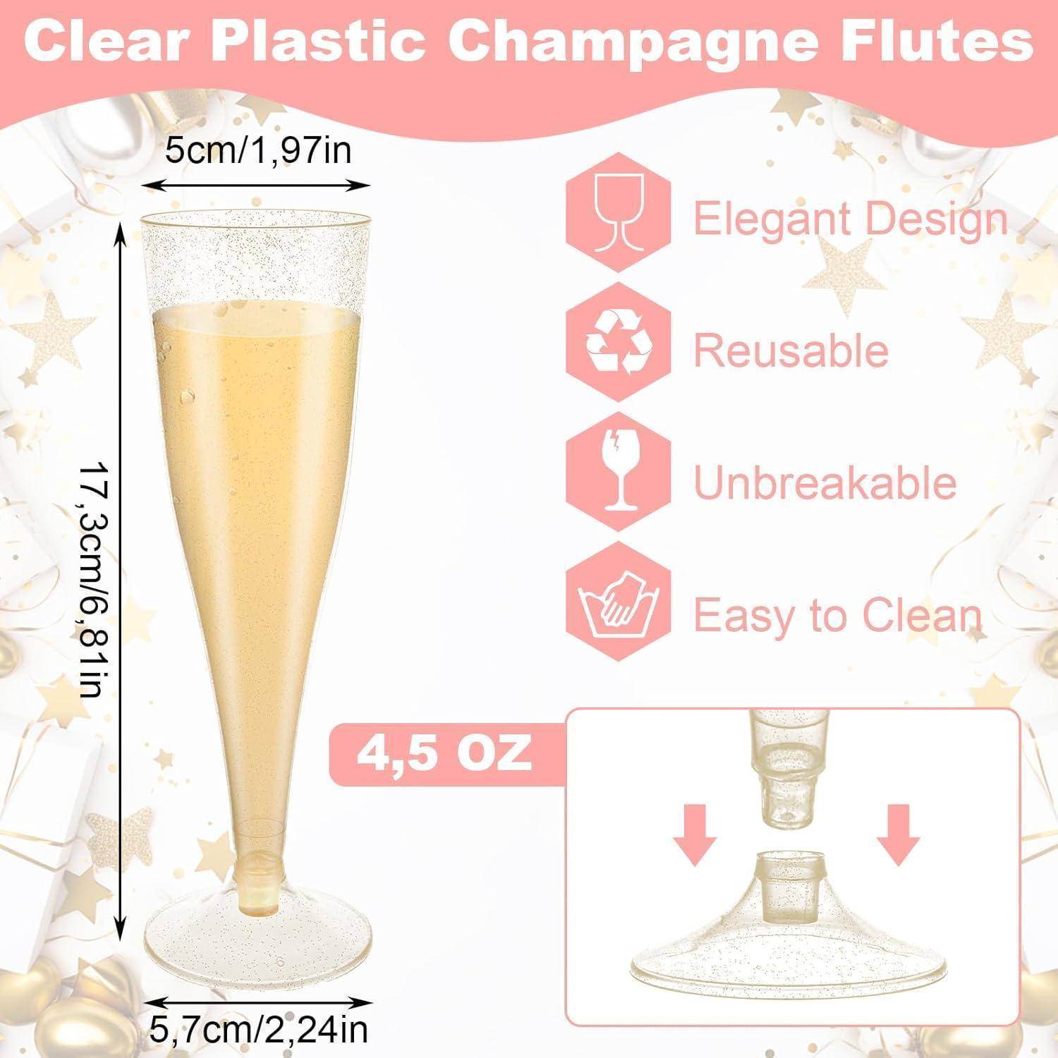 Sektgläser 100 160ml Kunststoff Mehrweg Goldglitter 100stk-goldpulver