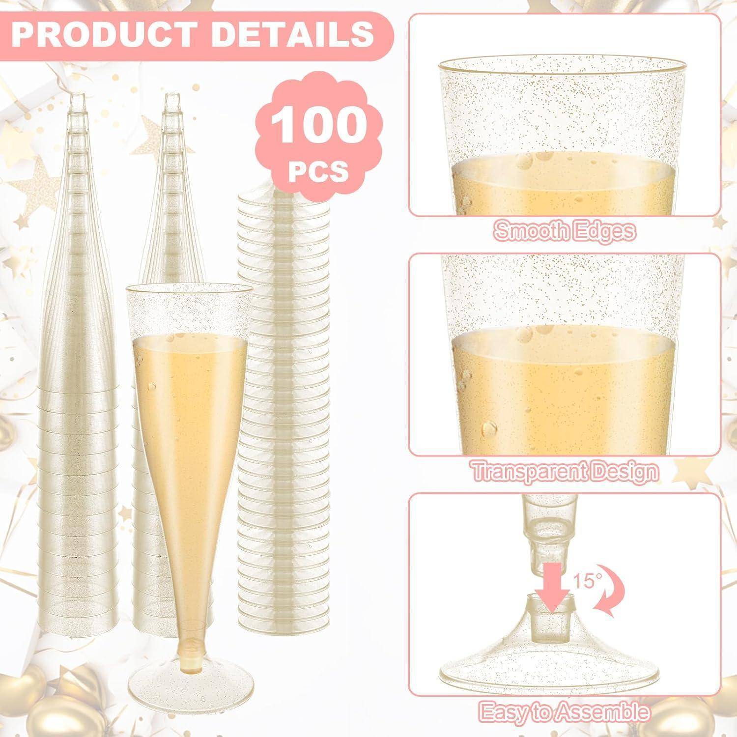 Sektgläser 100 160ml Kunststoff Mehrweg Goldglitter 100stk-goldpulver