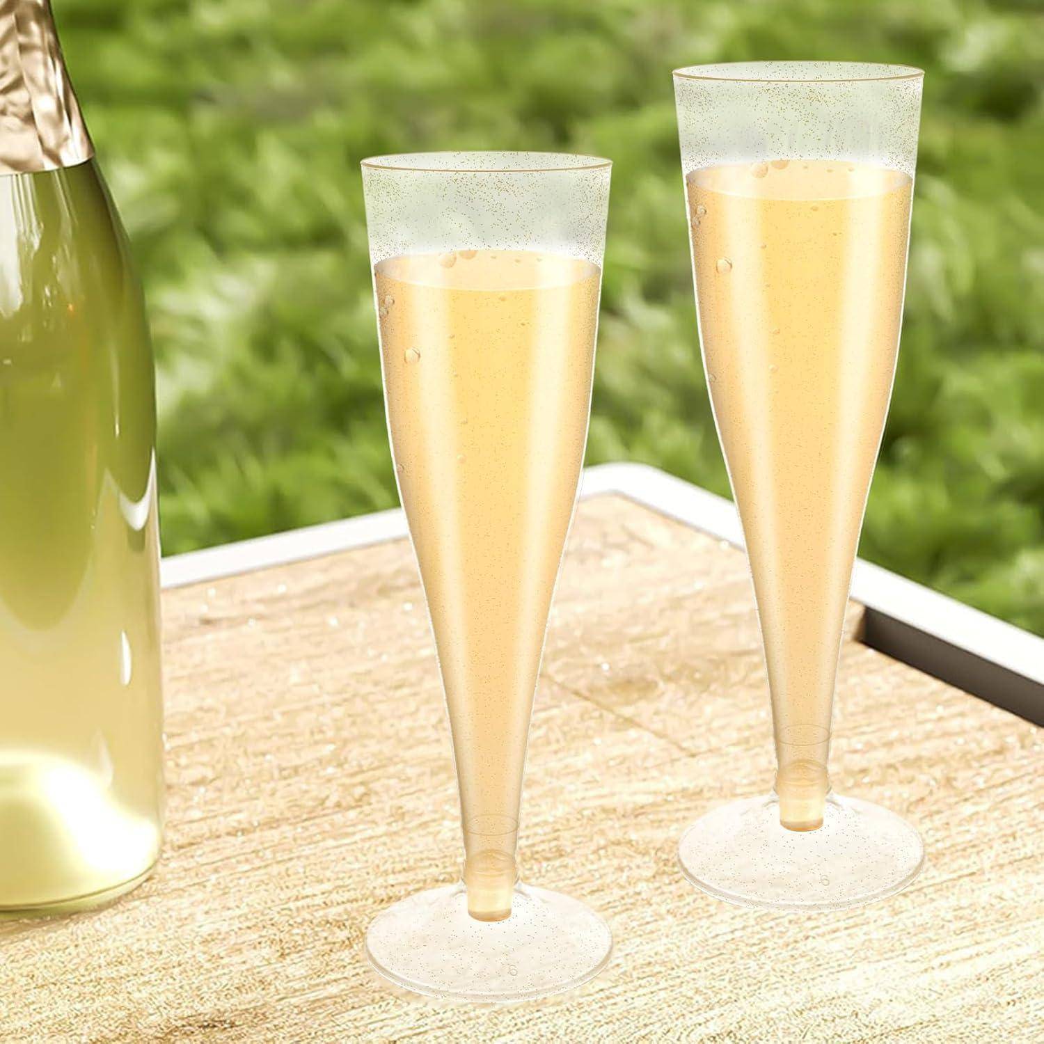 Sektgläser 100 160ml Kunststoff Mehrweg Goldglitter 100stk-goldpulver