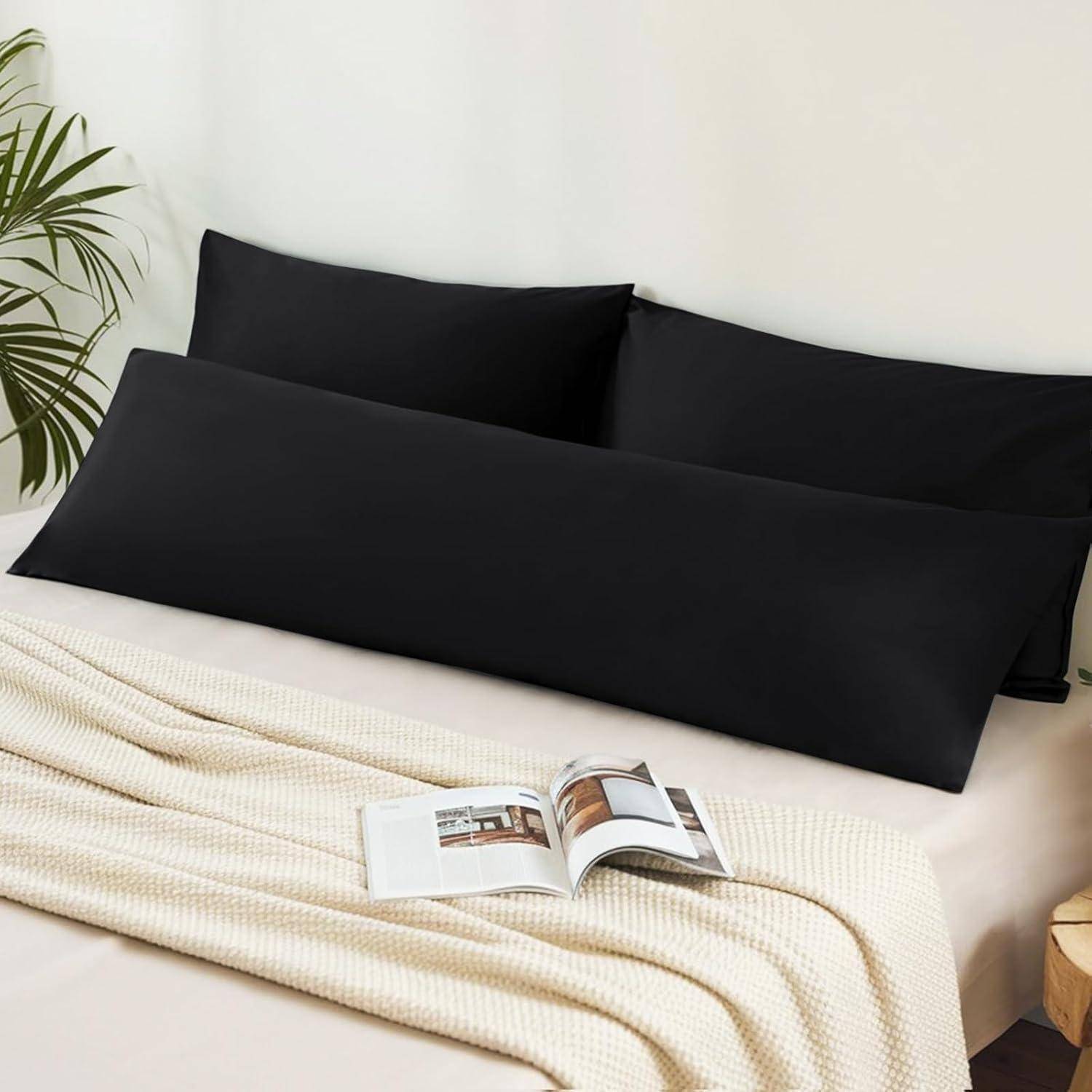 Kissenbezug Seitenschläfer Reißverschluss Mikrofaser 40x145 Schwarz