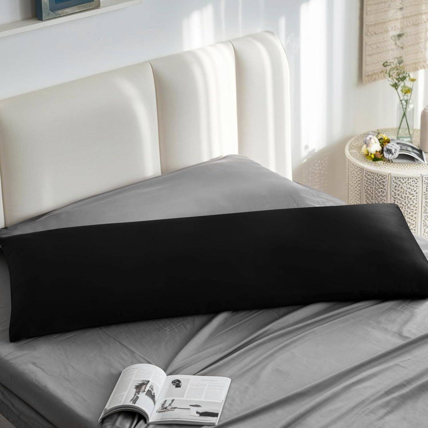 Kissenbezug Seitenschläfer Reißverschluss Mikrofaser 40x145 Schwarz
