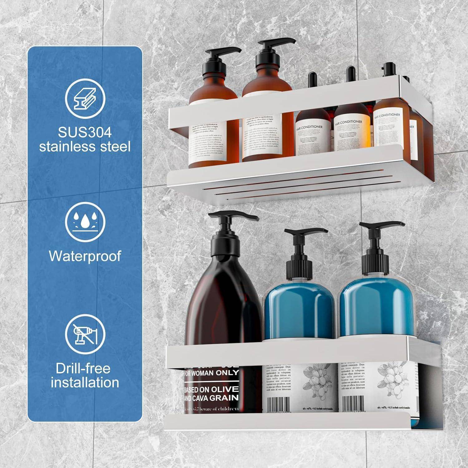 Duschablage Edelstahl SUS304 organizer 2 Stück Halterung Dusche Silber