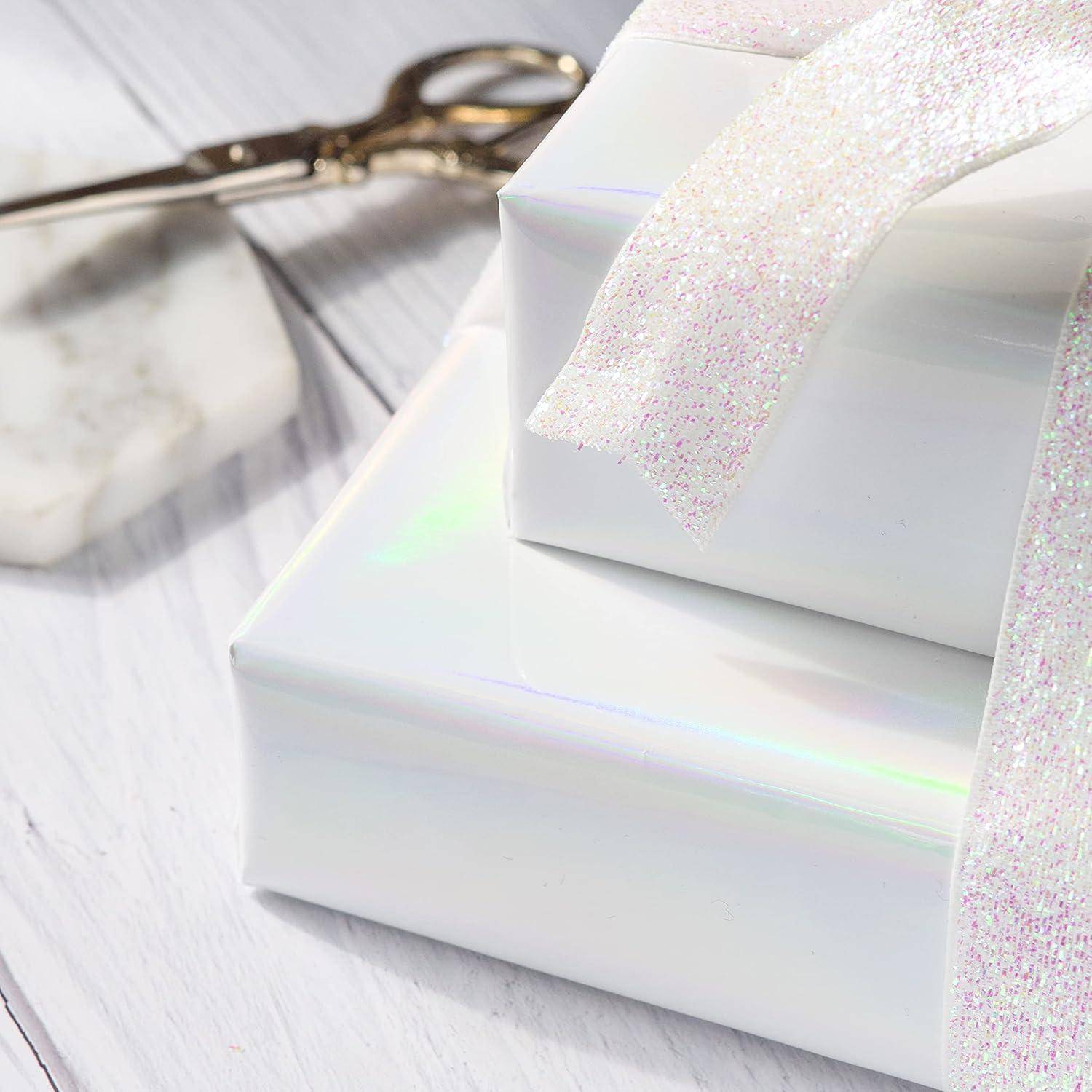 Weißes Metallic Geschenkpapier Mini-Rolle 43 cm x 10 m - Ideal für