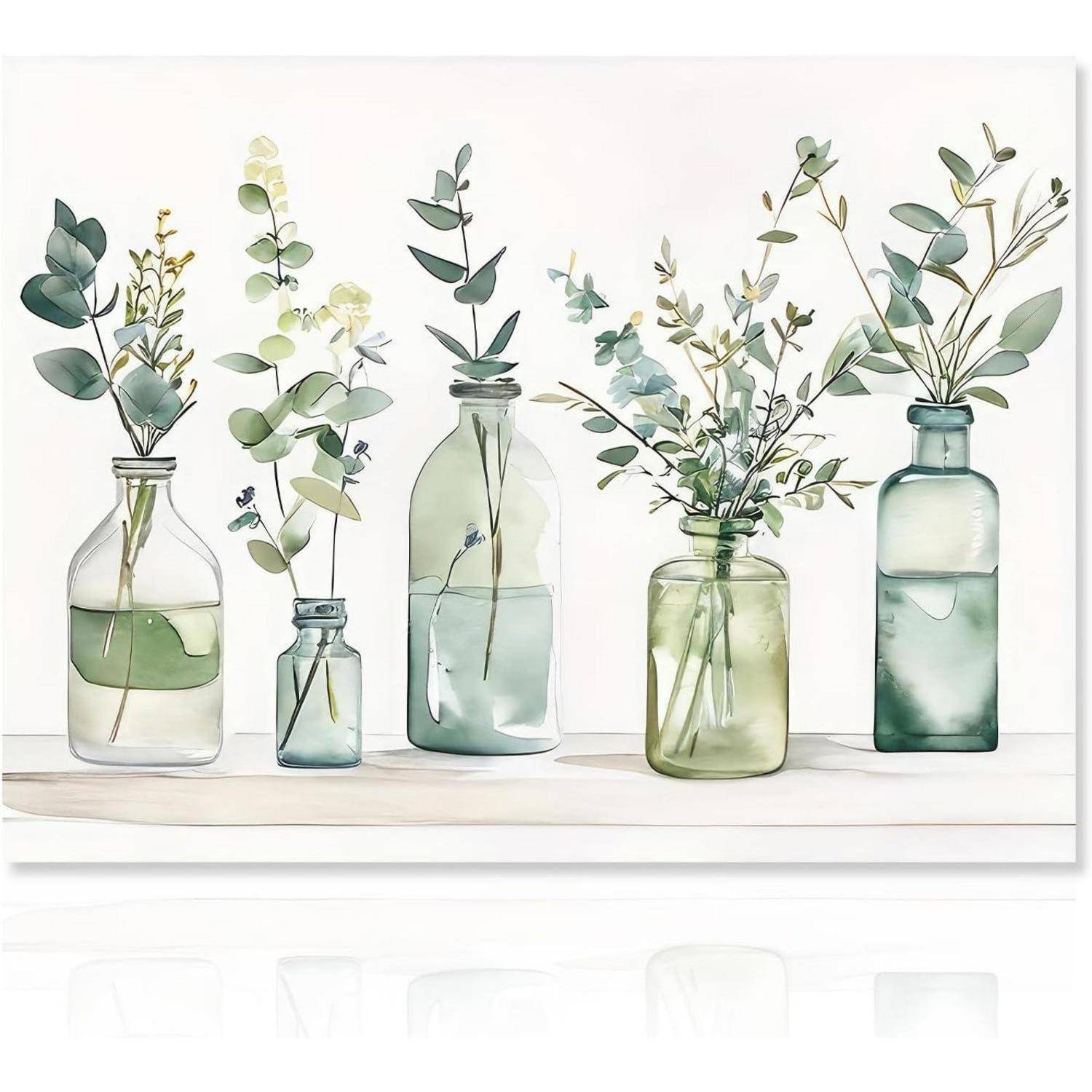 Botanische Wandbilder Badezimmer Flaschen Pflanzen Wandkunst 30×40 cm