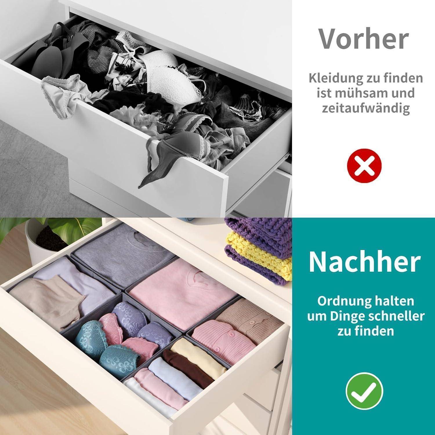 Faltbare Stoff Schubladen Organizer 8er Set Kleidung Aufbewahrungsbox