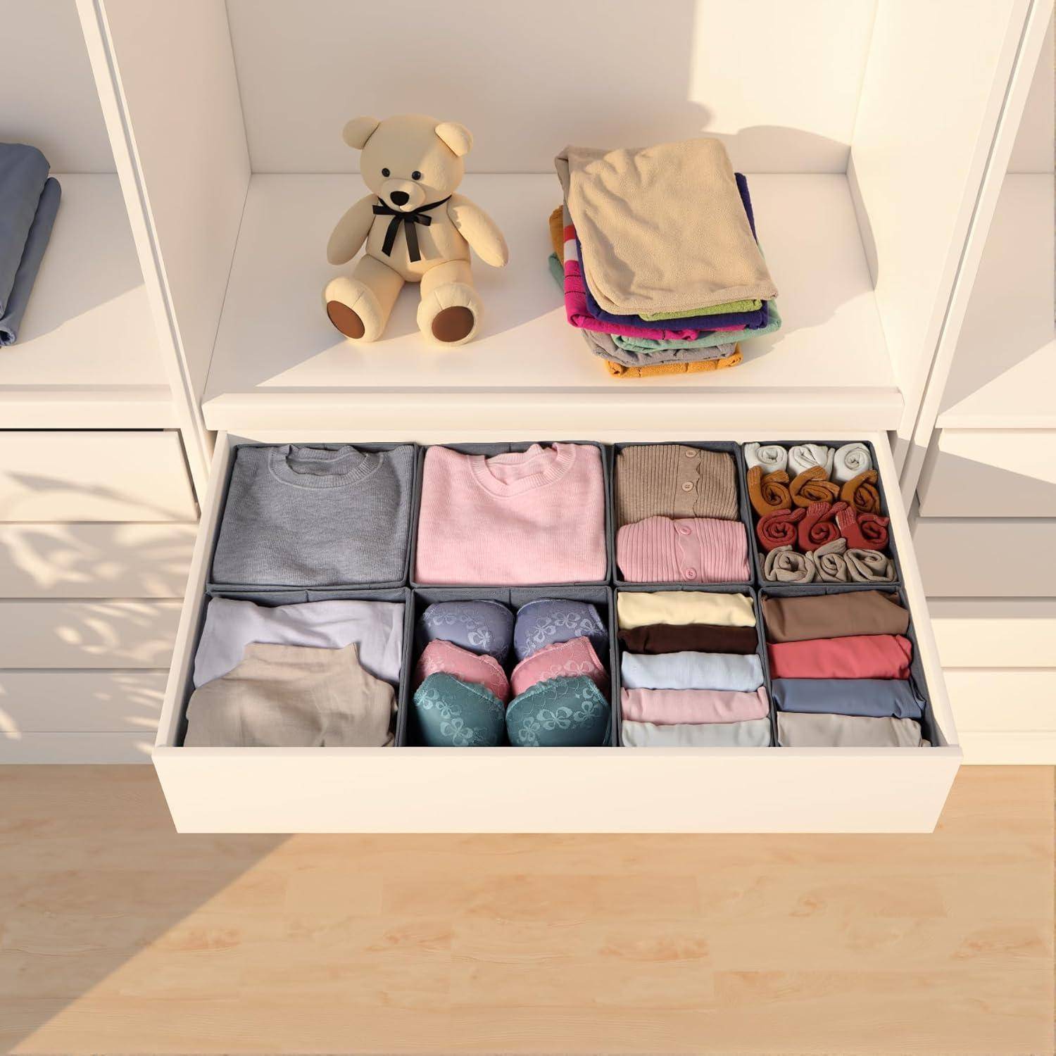 Faltbare Stoff Schubladen Organizer 8er Set Kleidung Aufbewahrungsbox