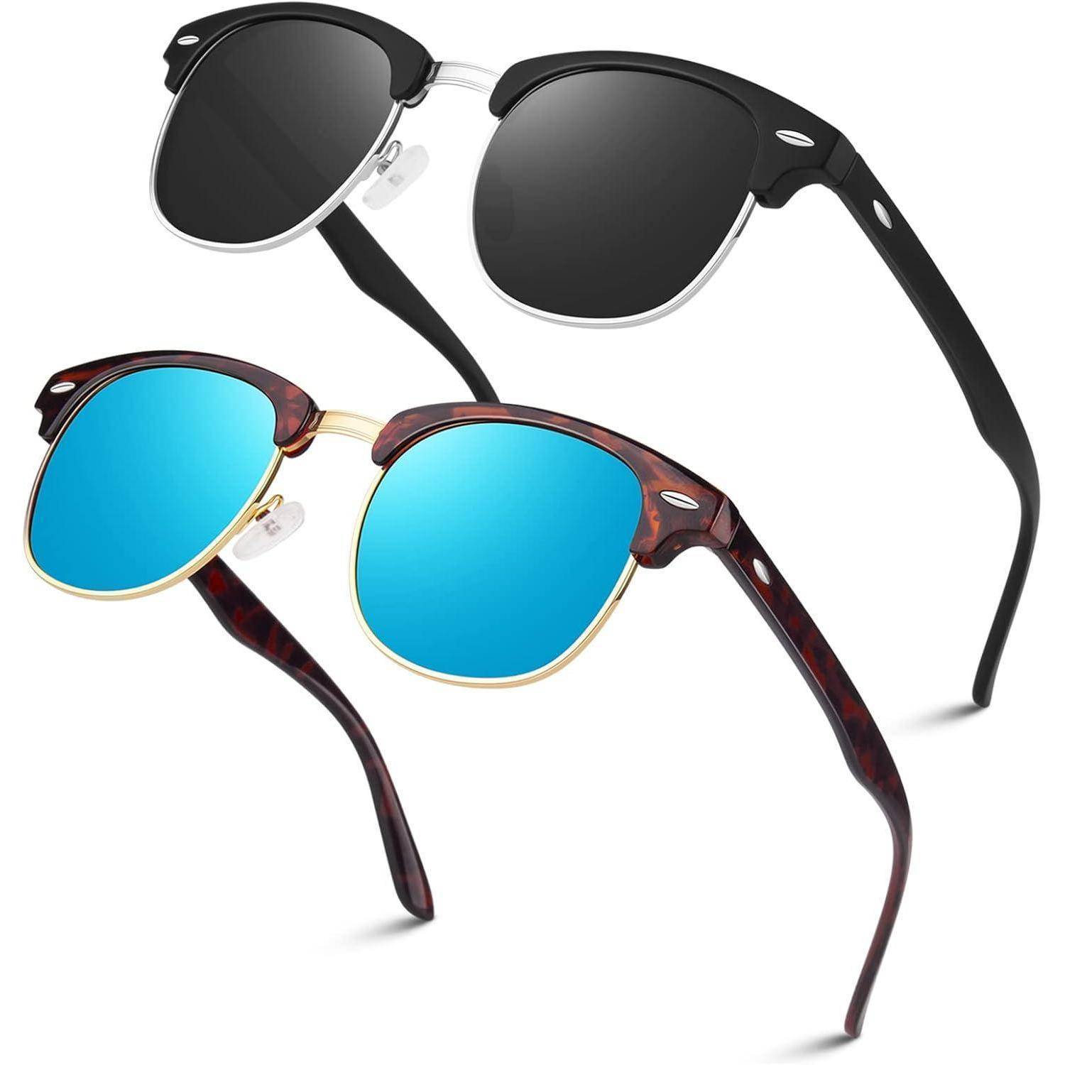 Polarisierte Retro Sonnenbrille Halbrahmen UV400 für Herren Damen