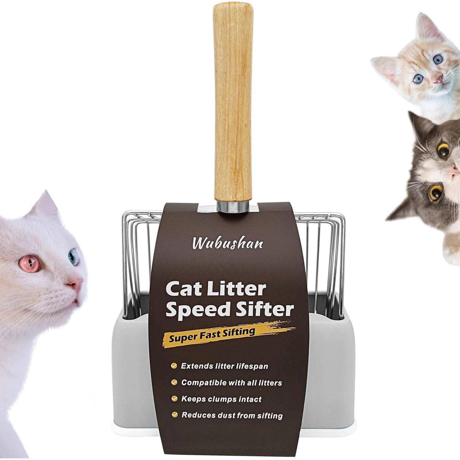 Katzenstreuschaufel Halterung Holzgriff Silber Mit Halterung