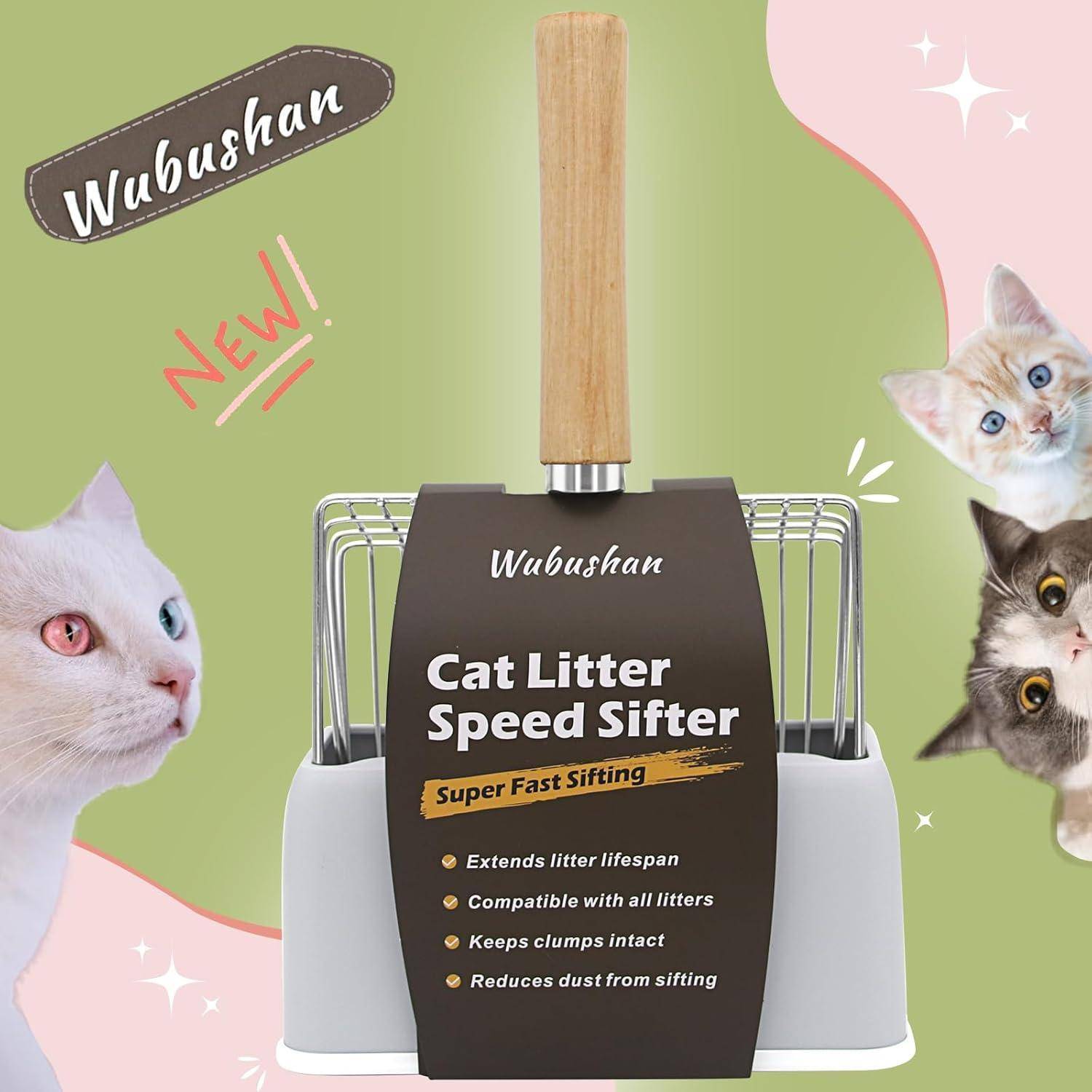 Katzenstreuschaufel Halterung Holzgriff Silber Mit Halterung