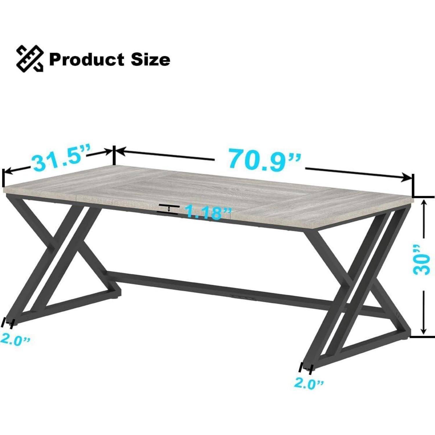 Schreibtisch Computertisch Homeoffice 180x80cm Holz Metall Grau Eiche