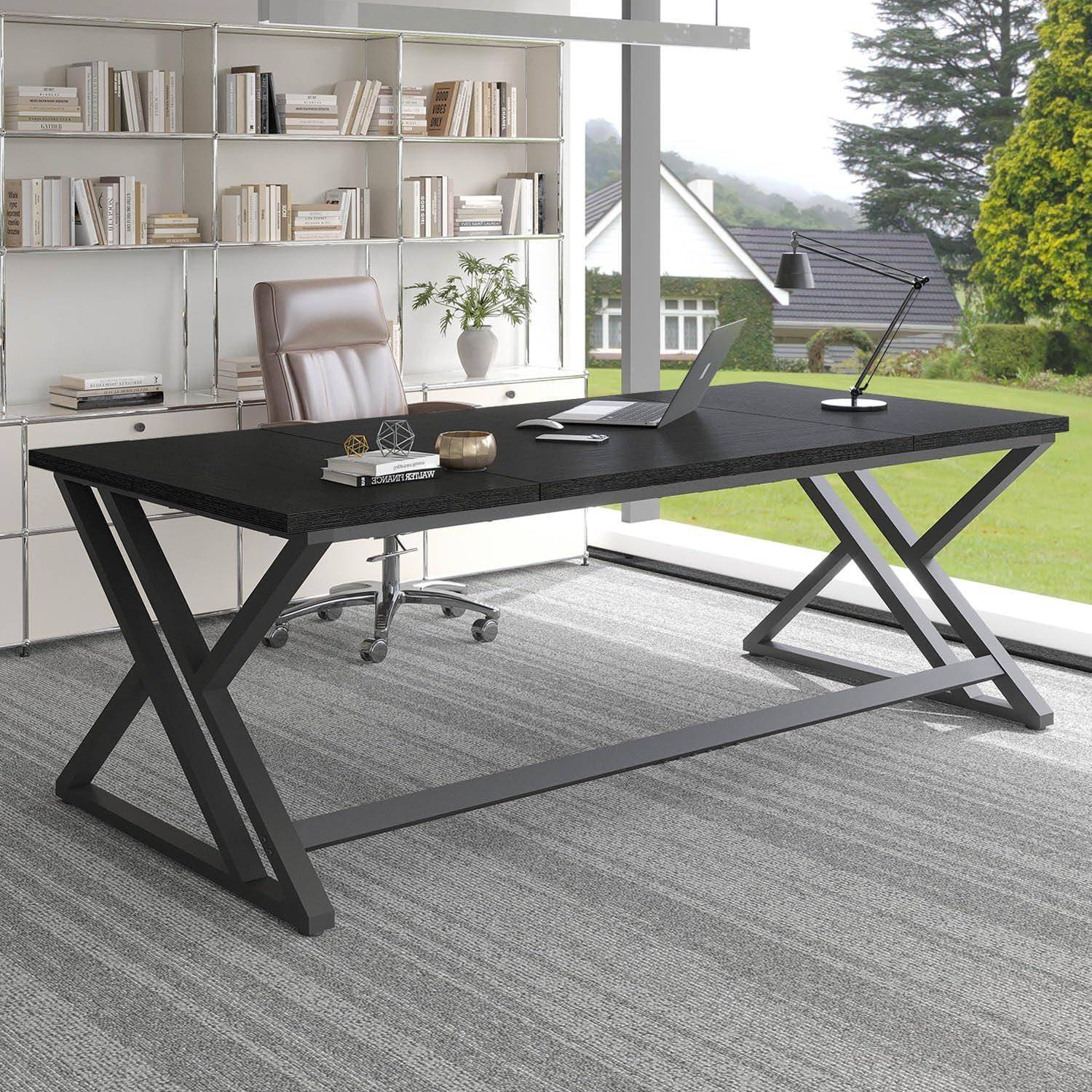Schreibtisch Computertisch Homeoffice Gaming PC Holz Metall Schwarz