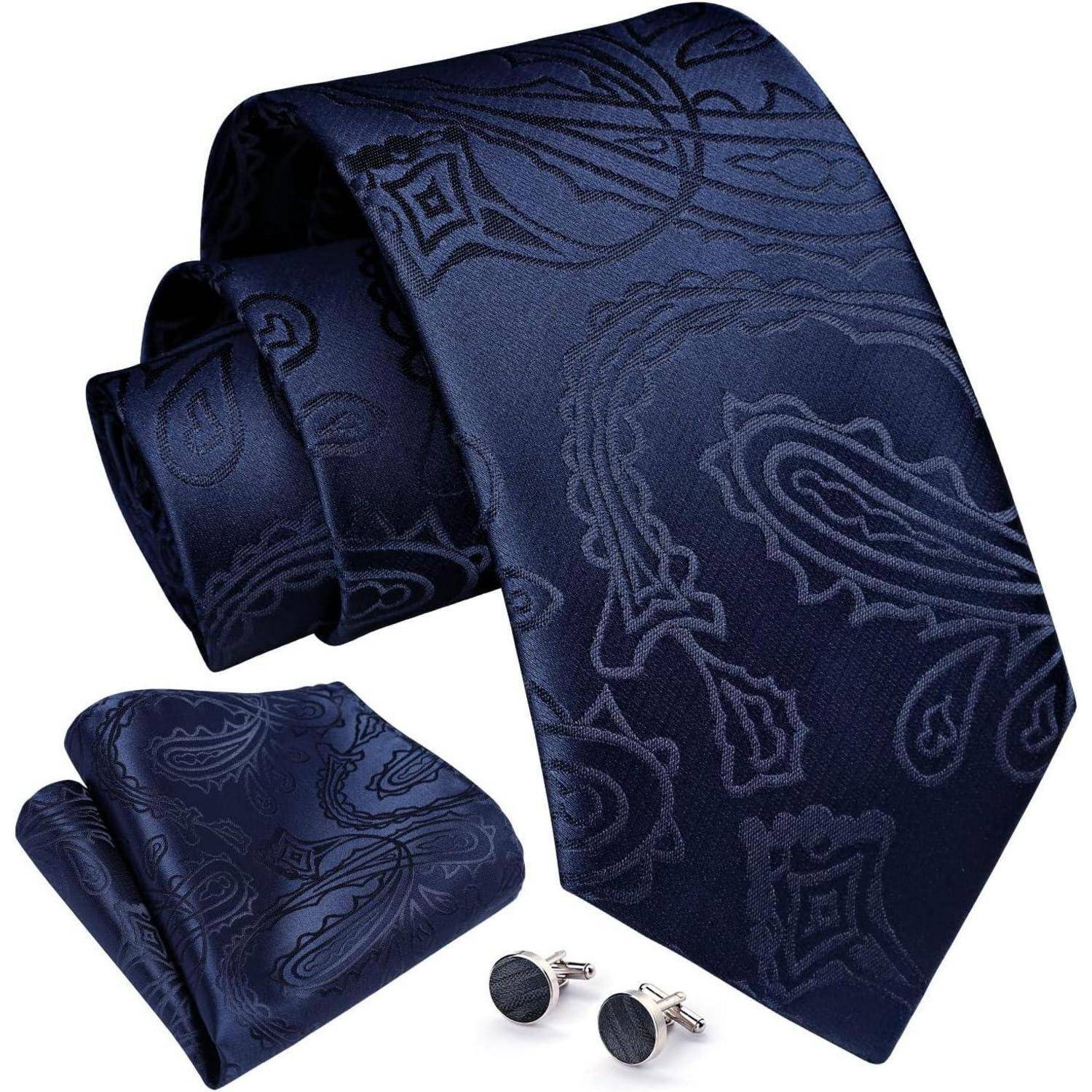 Krawatte Herren Paisley Hochzeit Marineblau-F Einheitsgröße