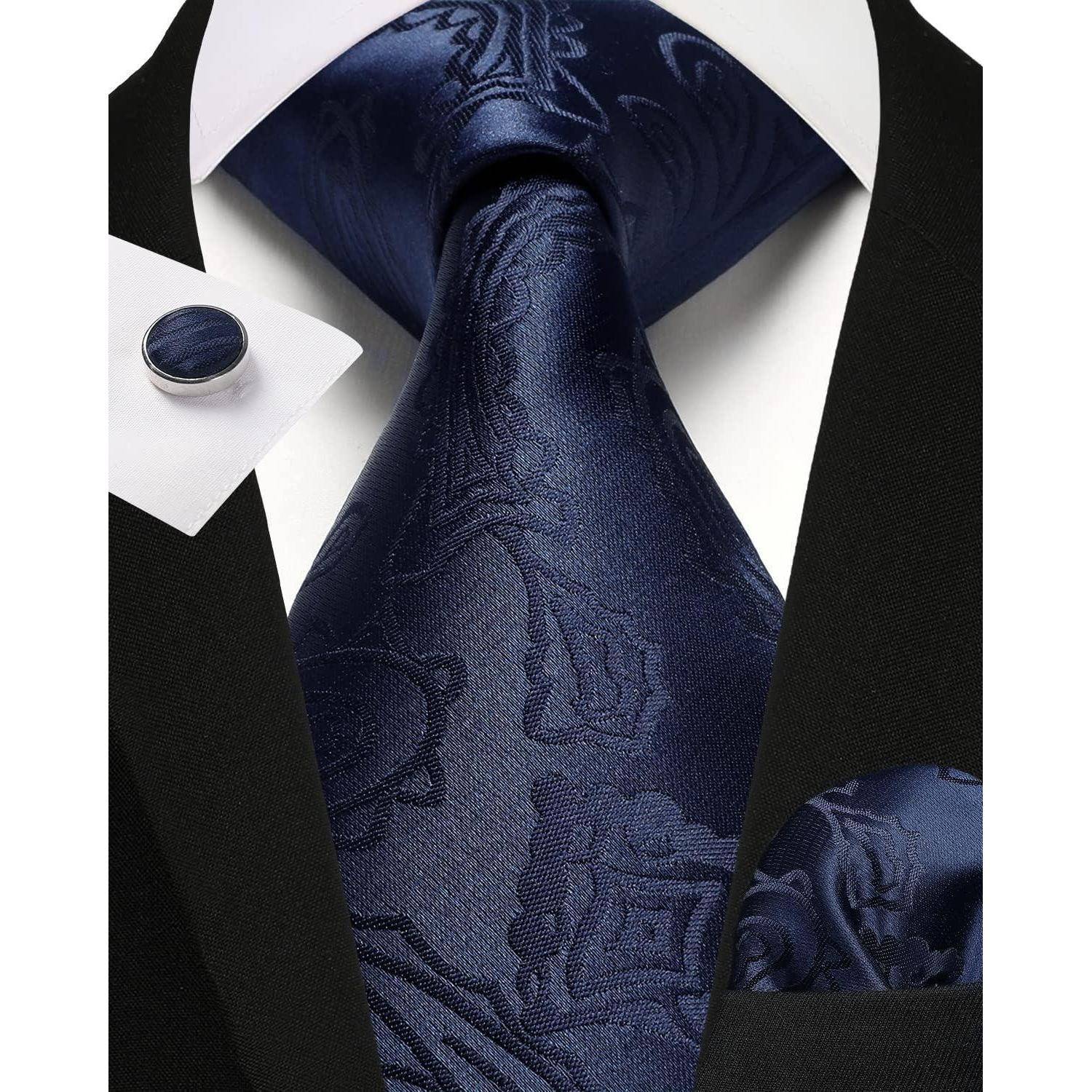 Krawatte Herren Paisley Hochzeit Marineblau-F Einheitsgröße