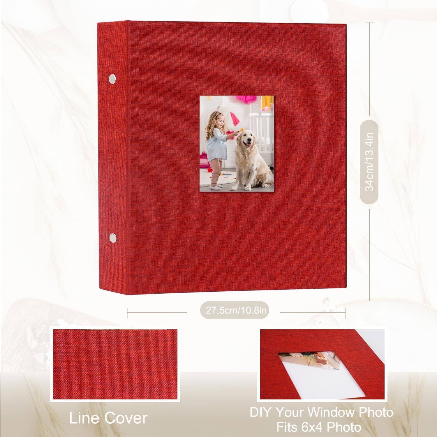 Fotoalbum Einsteckalbum 400 Taschen 10x15cm Leinen Rot 400 Pockets Rot