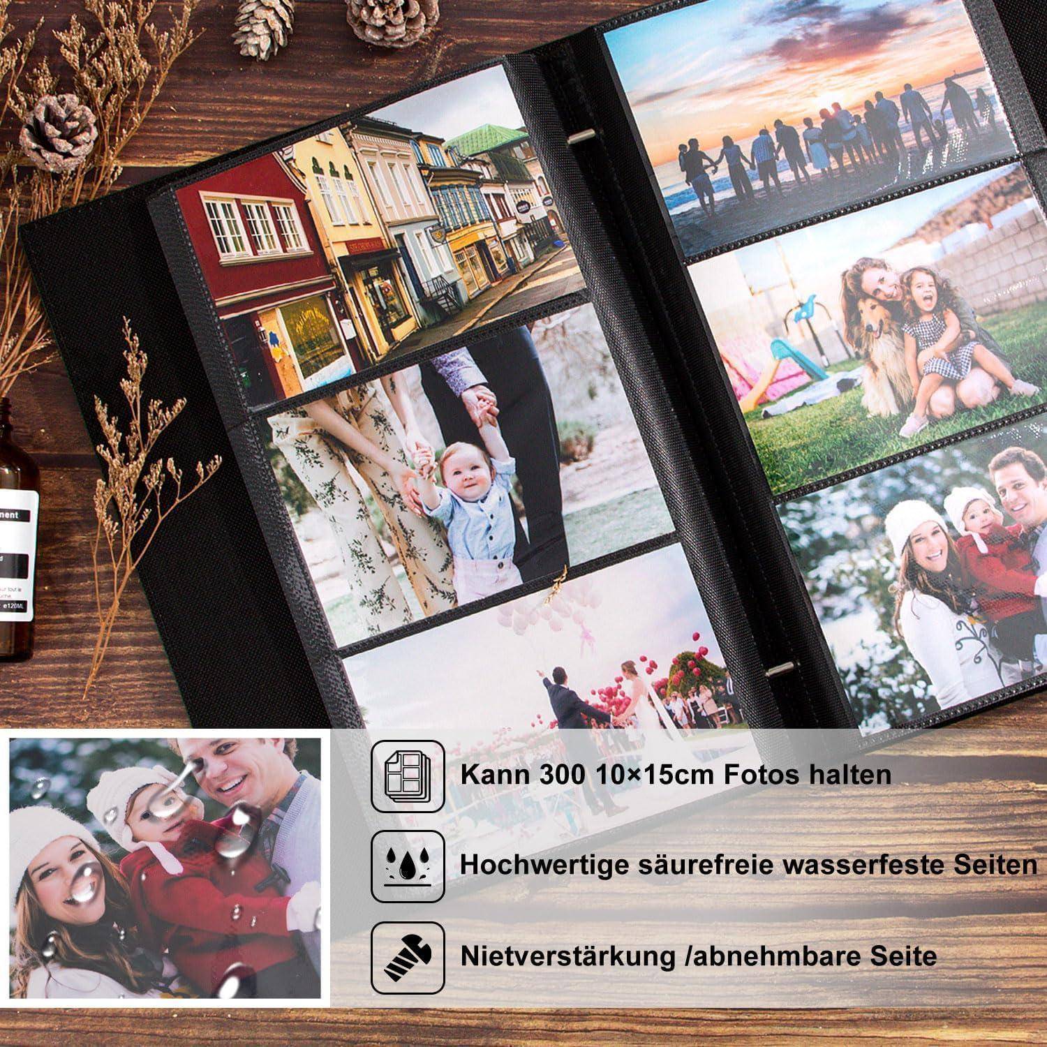 Fotoalbum 10x15 Einsteckalbum Kunstleder Querformat 300 Taschen Rot