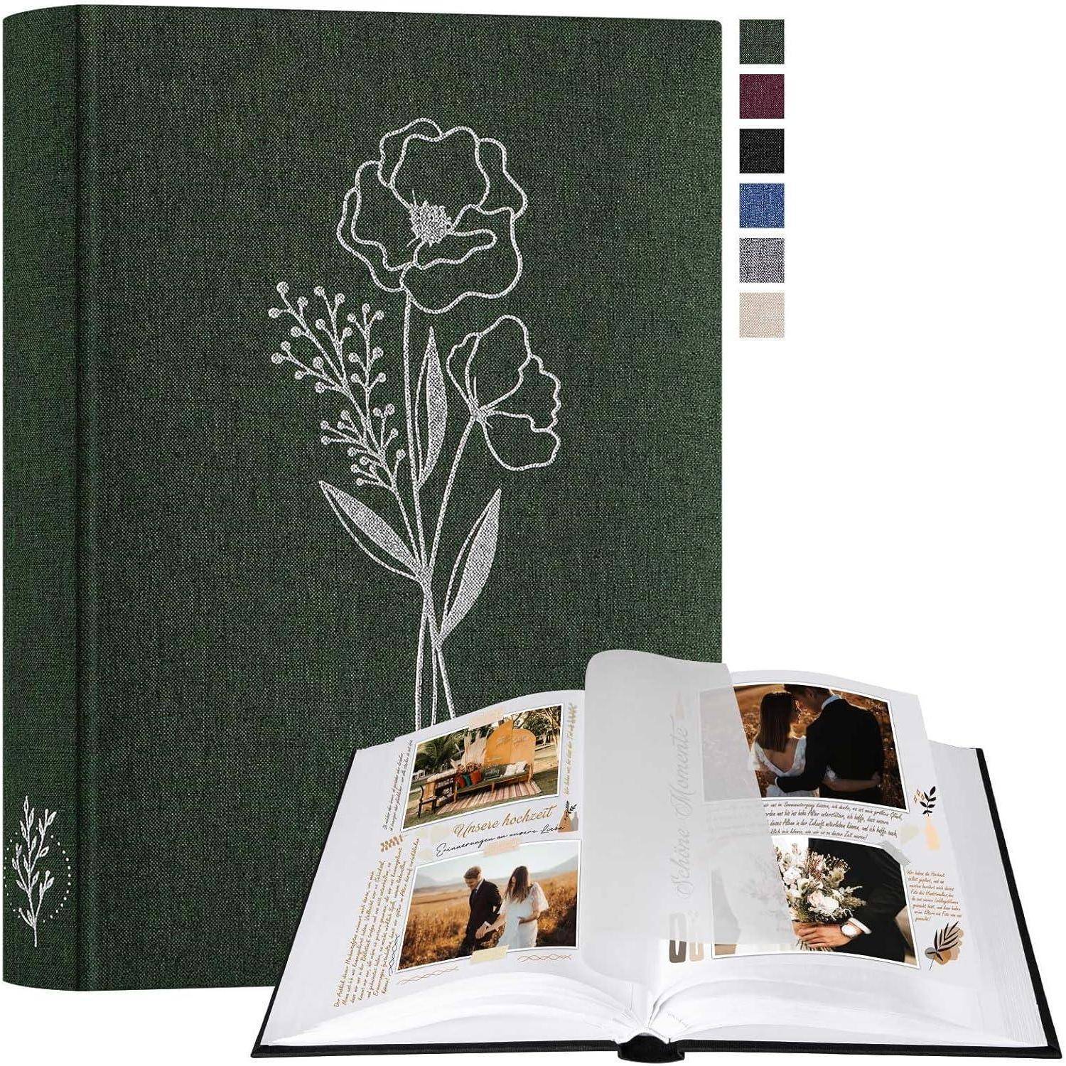 Fotoalbum Leinen 60 Seiten 10x15 13x18 27x19cm 60 Seiten Grün