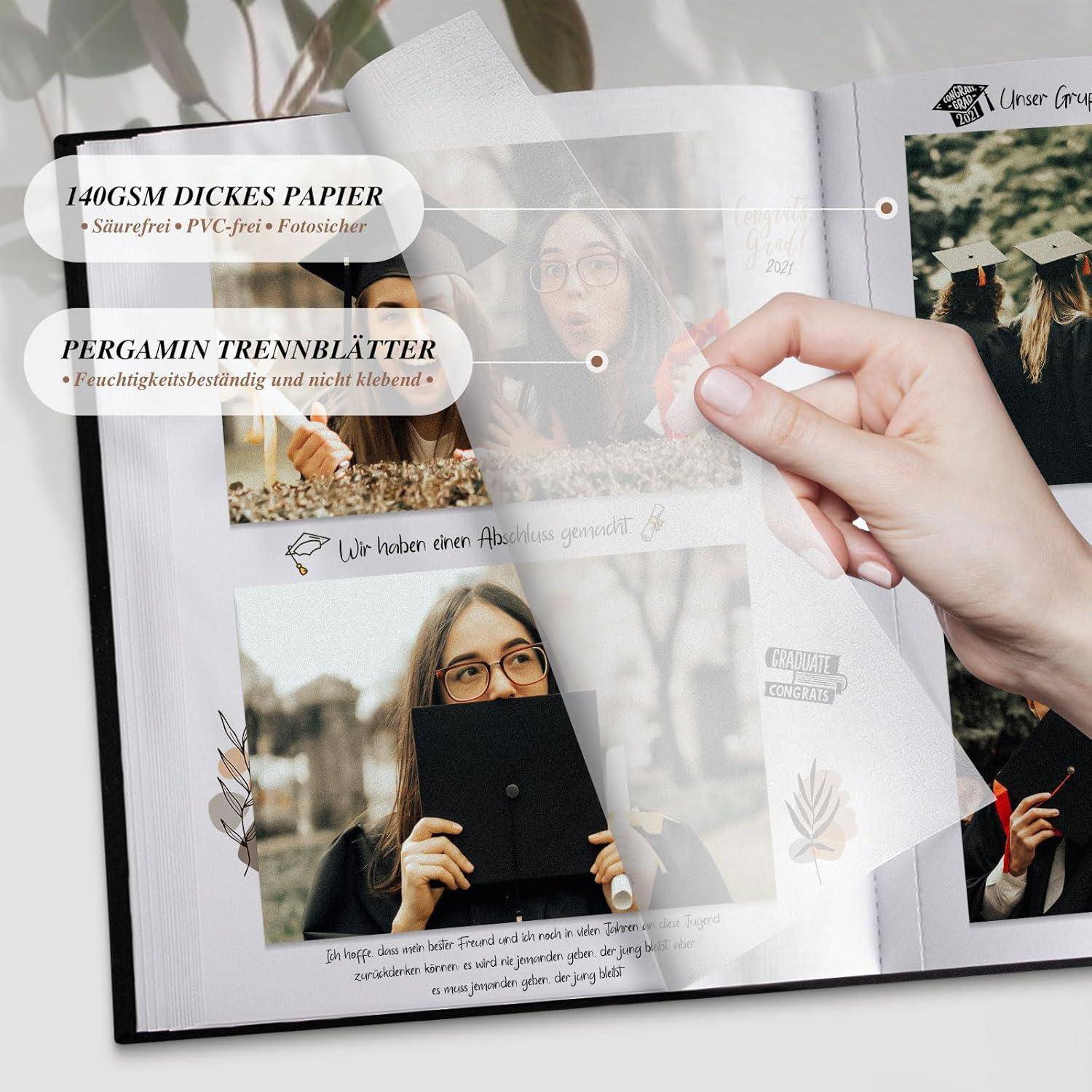 Fotoalbum Leinen Pergamin Einkleben 10x15cm 27x19cm 60 Seiten Beige