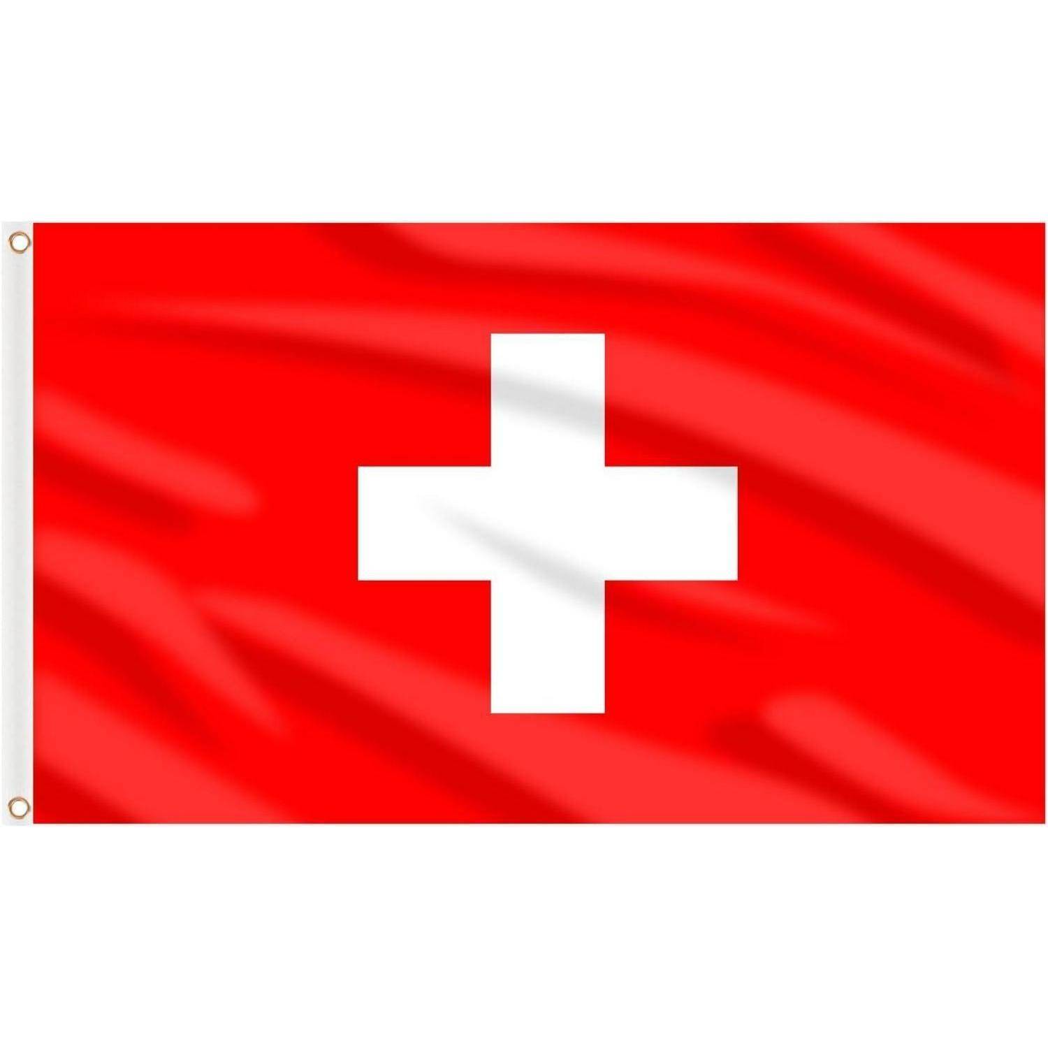 Flagge der Schweiz mit einem weißen Kreuz auf rotem Hintergrund.