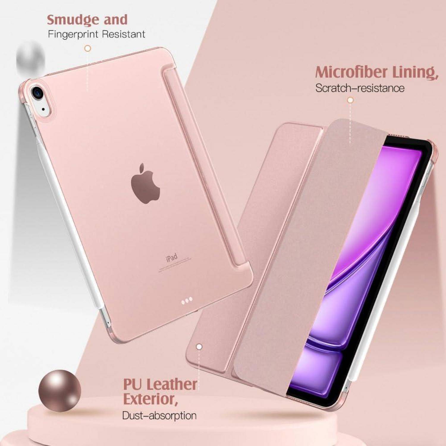 Schutzhülle iPad Air 11 10,9 M3 5 4 Auto Schlaf Aufwach Rosagold