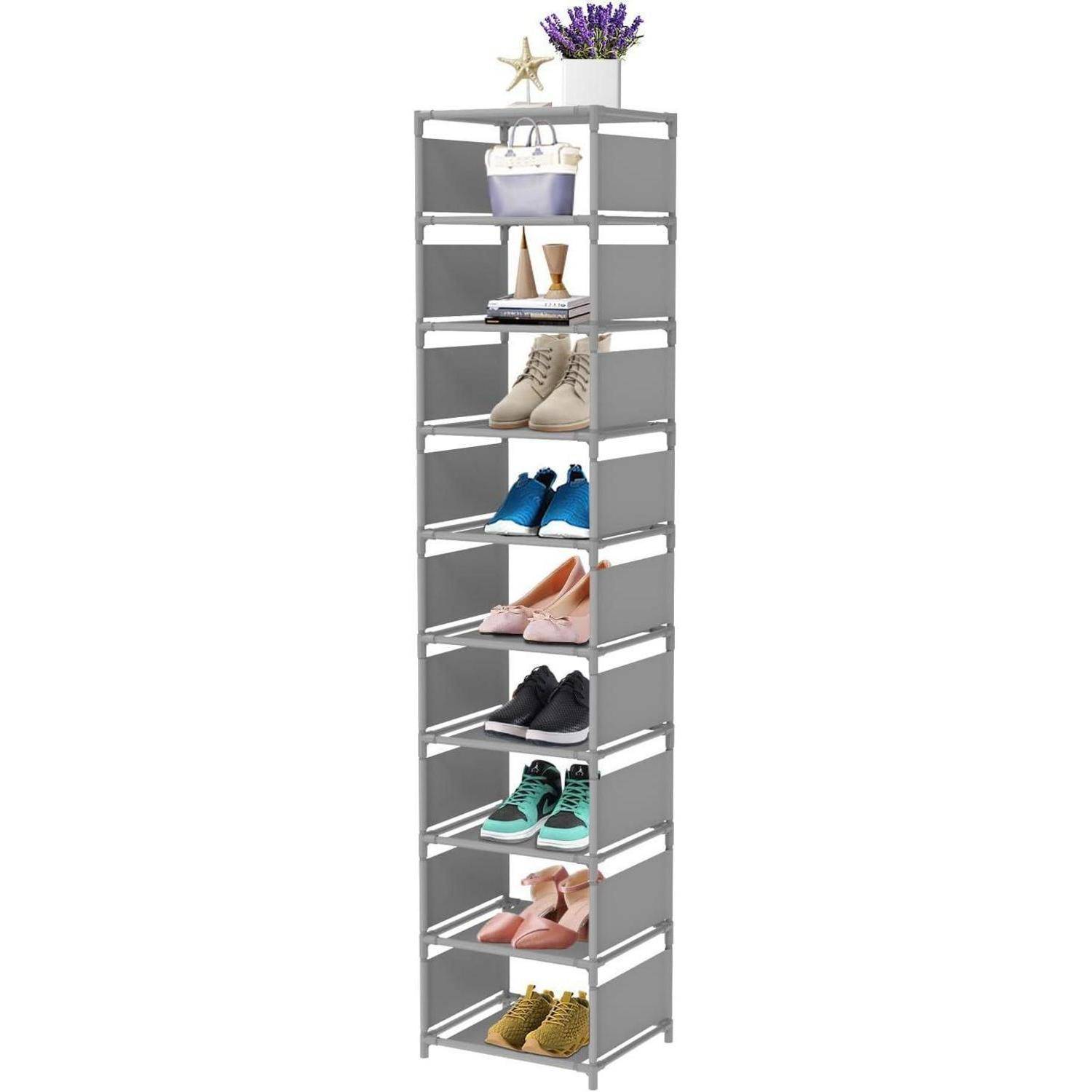 Schuhregal Metall 10 Ebenen 10 Paare Schuhablage Garderobe Grau