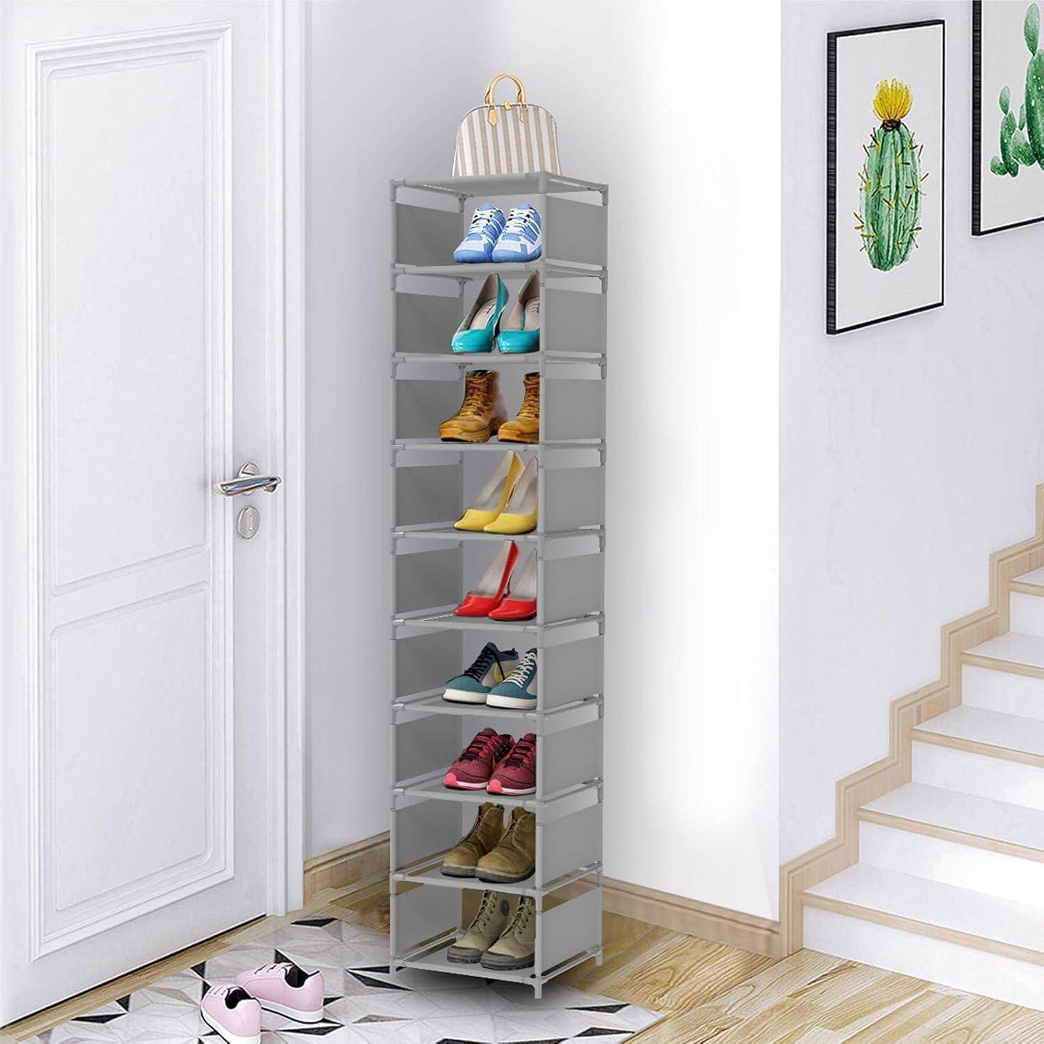 Schuhregal Metall 10 Ebenen 10 Paare Schuhablage Garderobe Grau