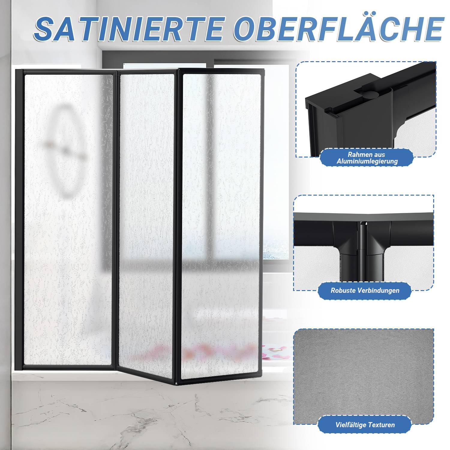 120X140cm Badewannenfaltwand Badewannenaufsatz mit Duschwand Duschabtrennung Höhe 140cm Dusche Faltwand ,Schwarz